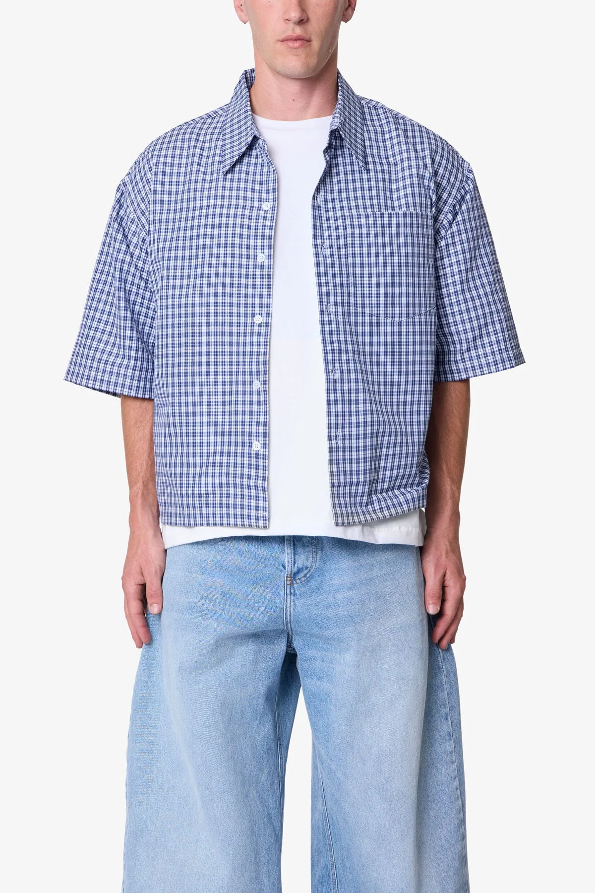 Crispy Poplin Over Shirt - Blue