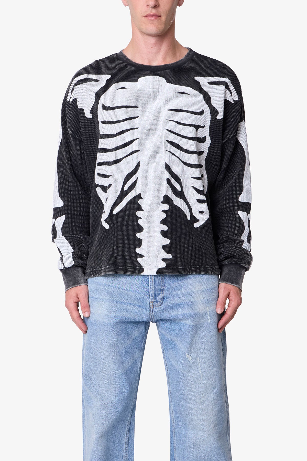 Skeleton Thermal L/S Shirt - Washed Black