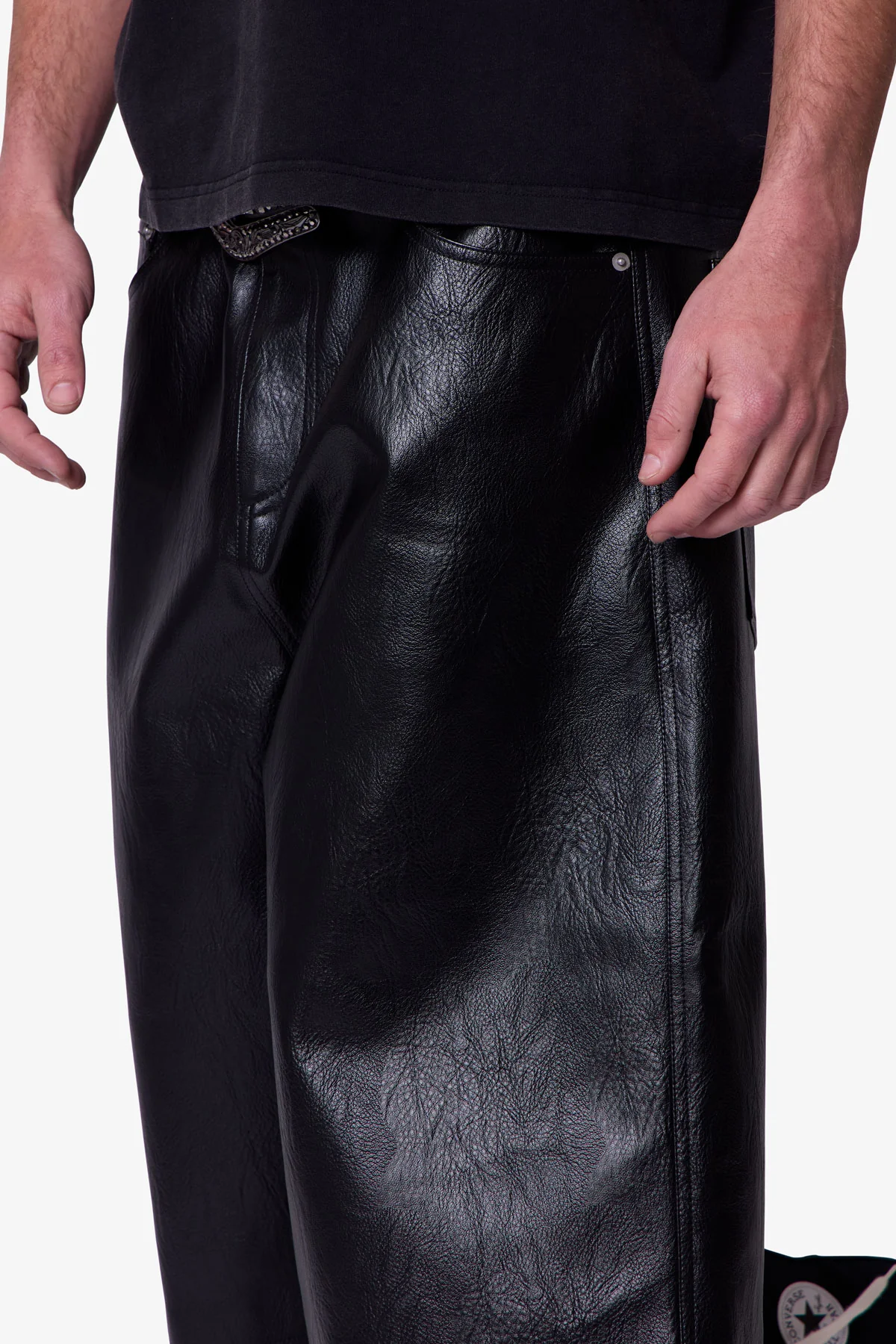 Ultra Baggy Leather Shorts - Black