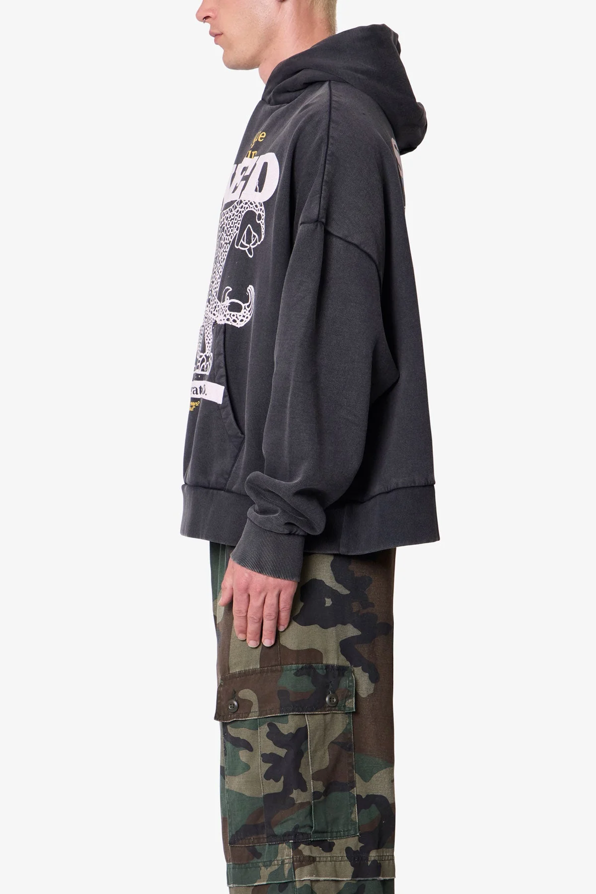 Saved Printed Hoodie - Washed Black