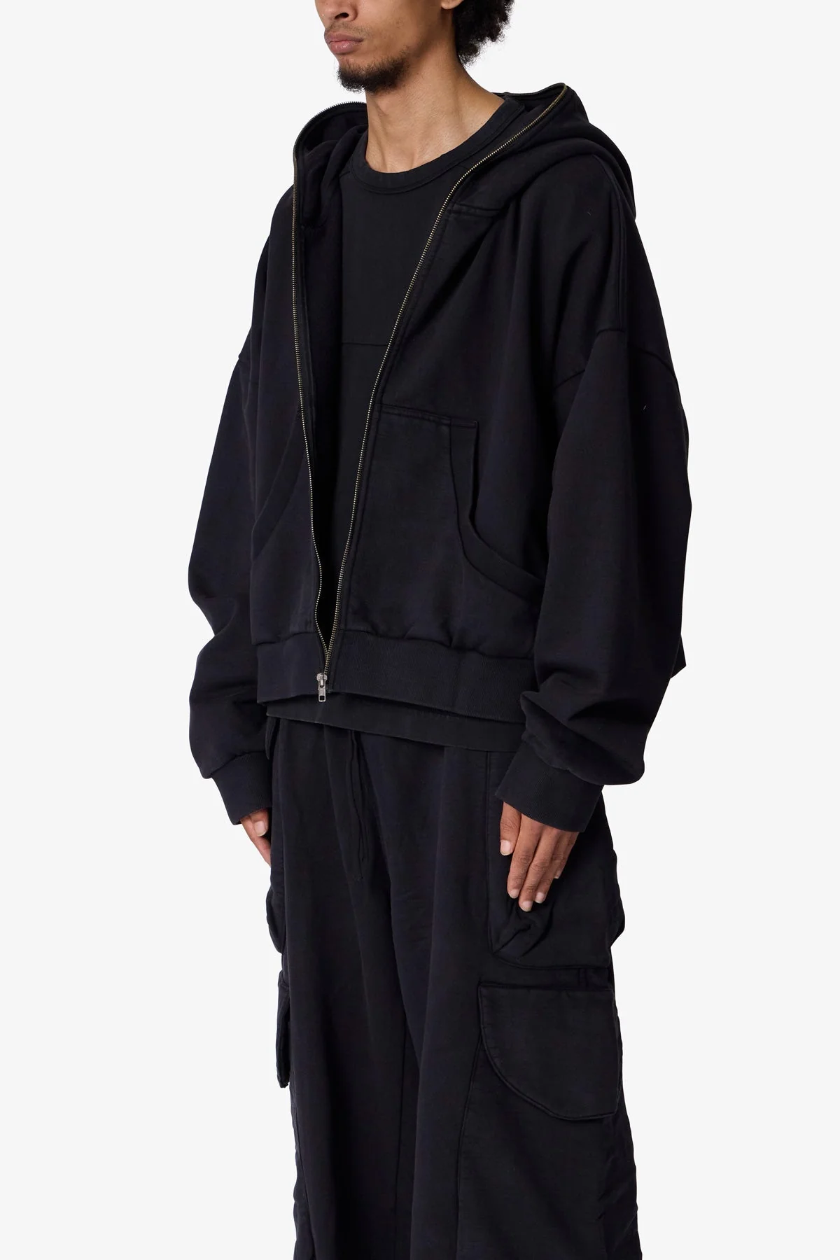 Full Zip Hoodie - Washed Black