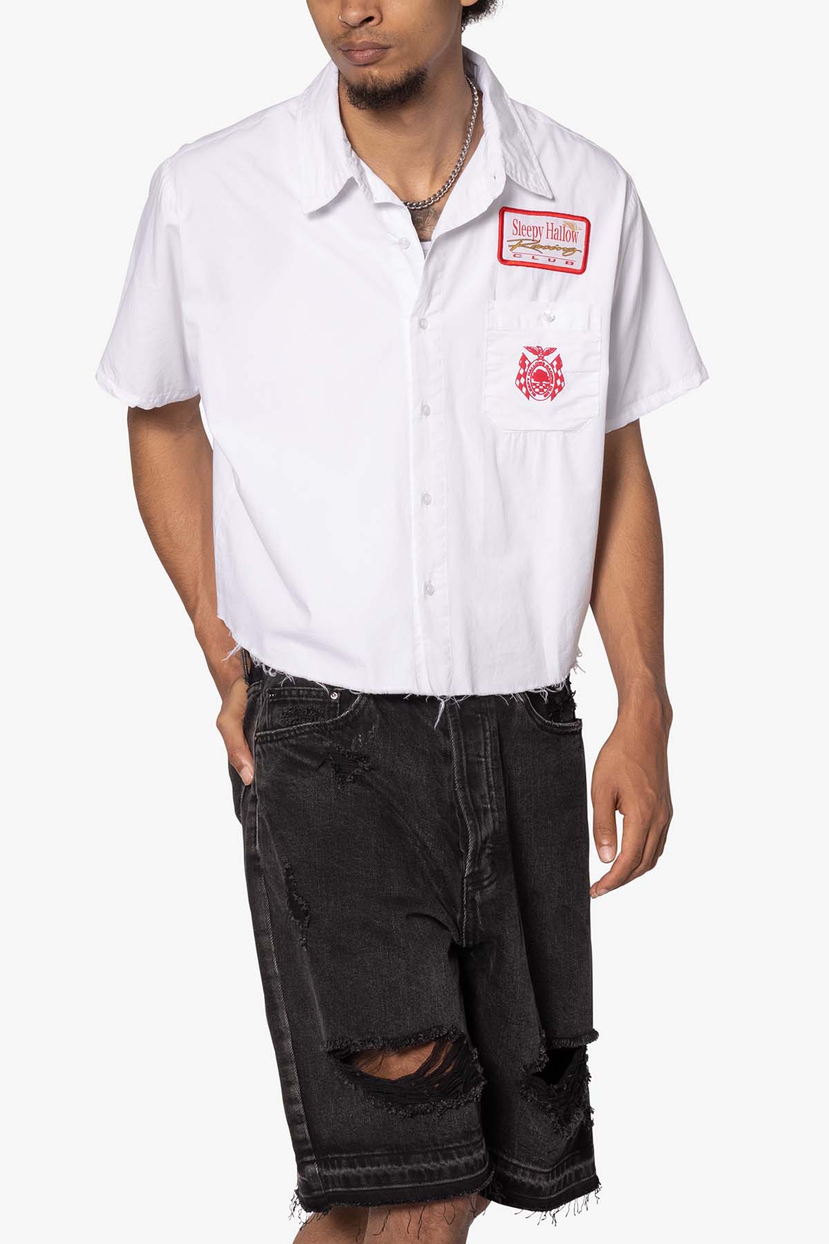 SHRC Checkered Flag Cropped Shirt - White