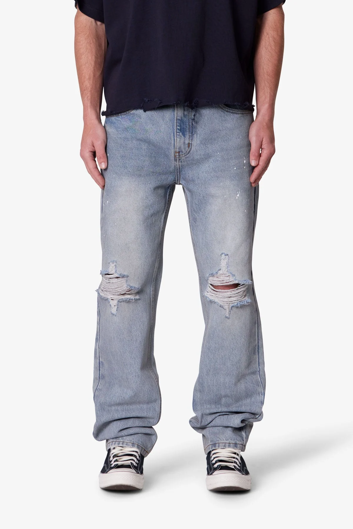 Painted Straight Denim - Light Blue