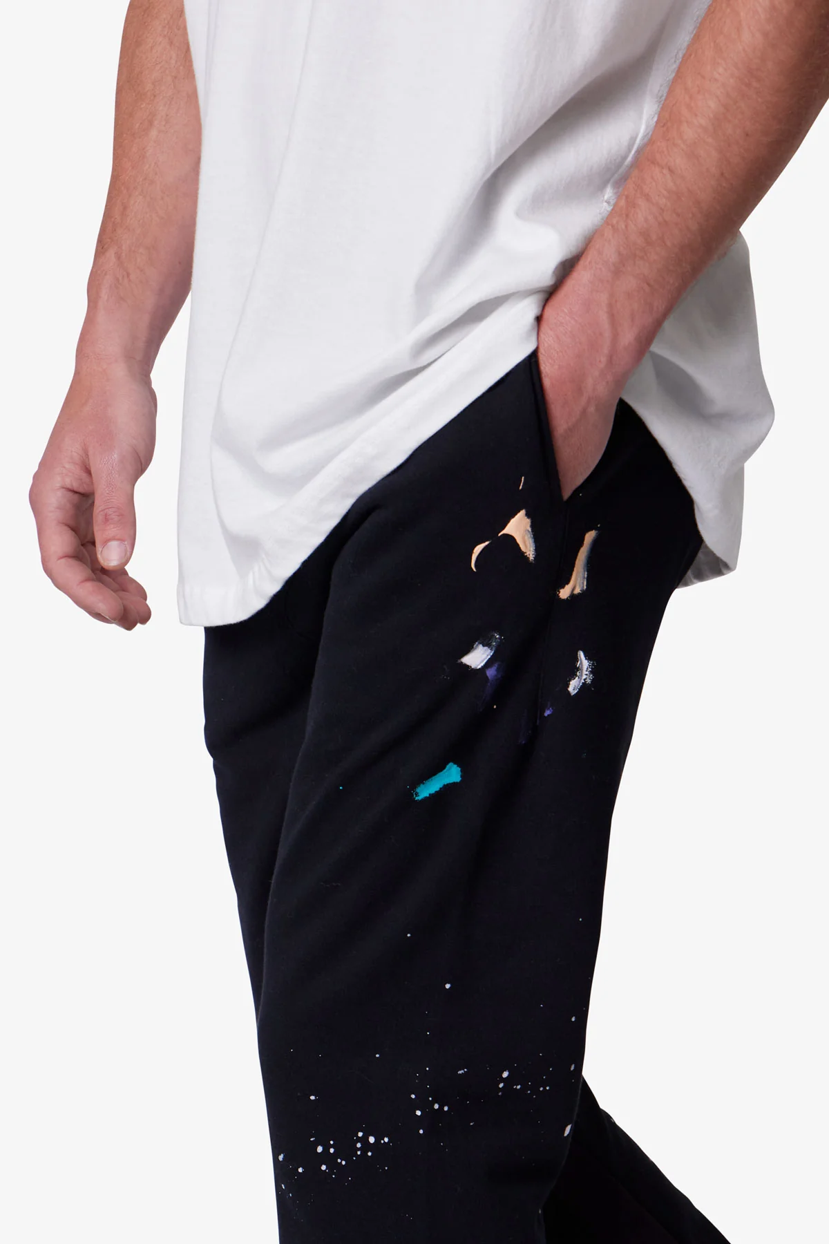 Contrast Bootcut Sweatpants - Black