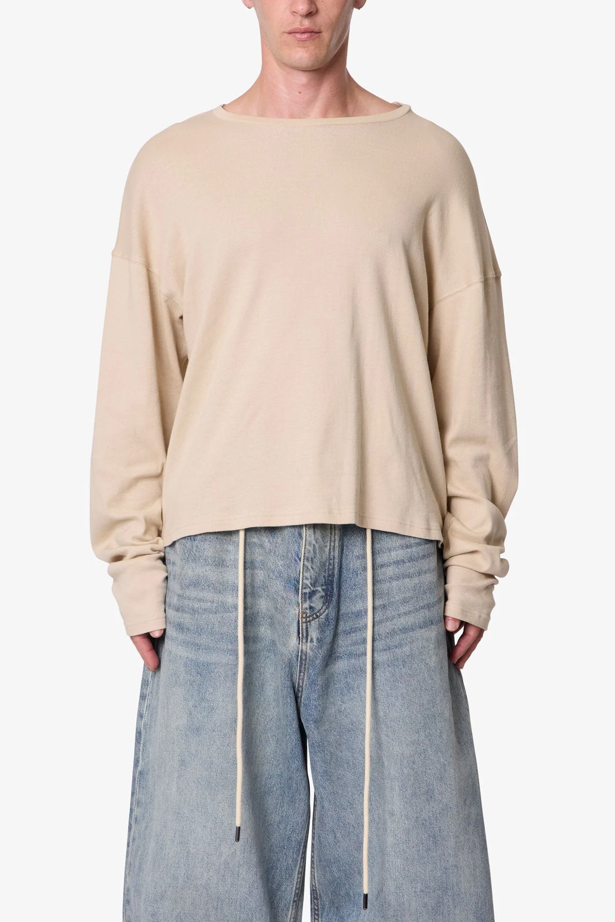 Ribbed Long Sleeve Shirt - Bone