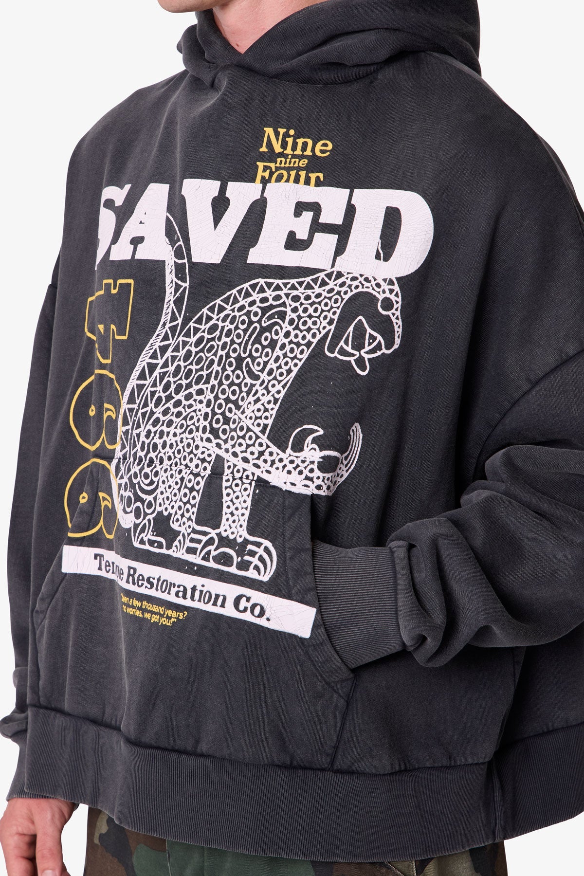 Saved Printed Hoodie - Washed Black