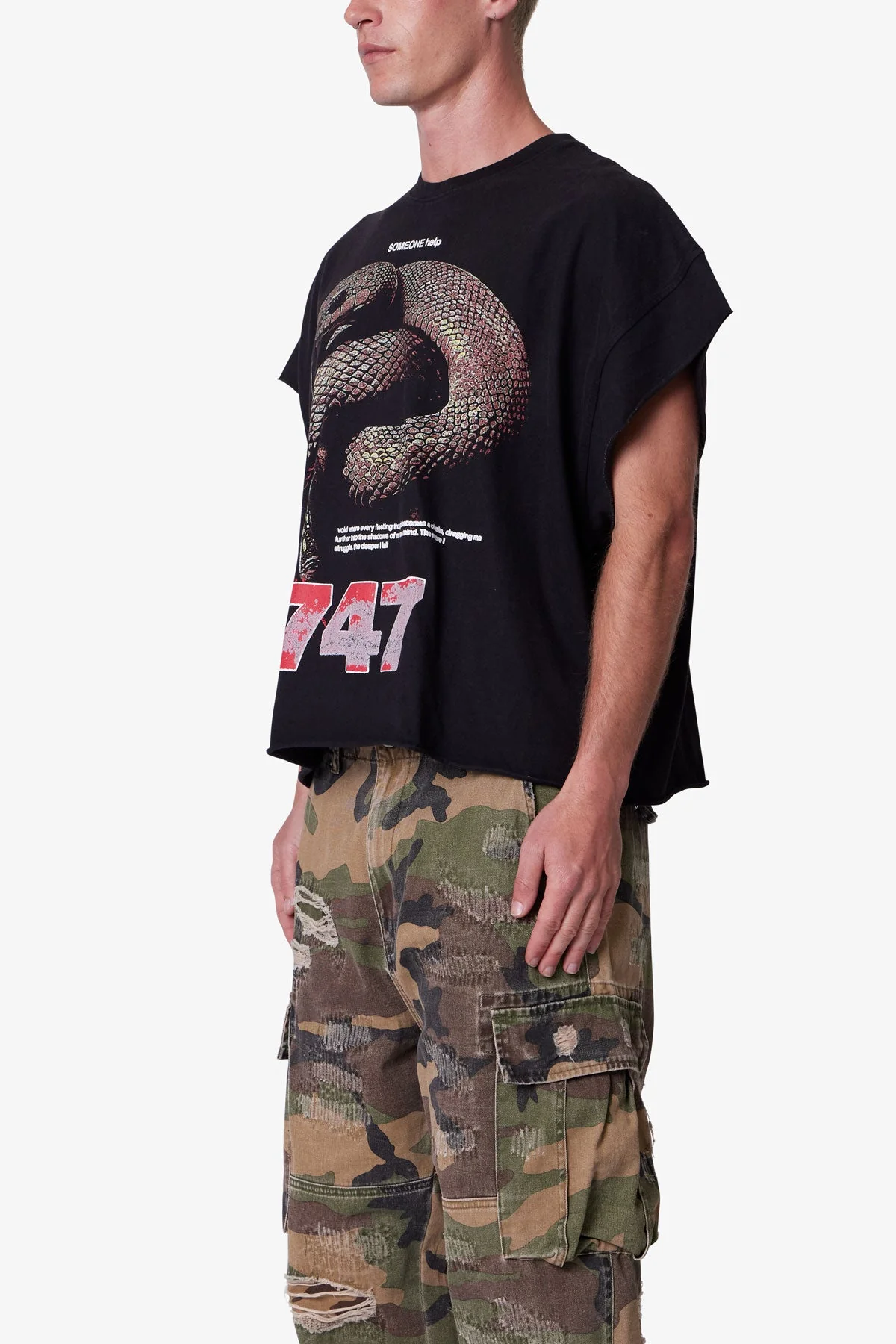 Snake Cutoff Tee - Vintage Black