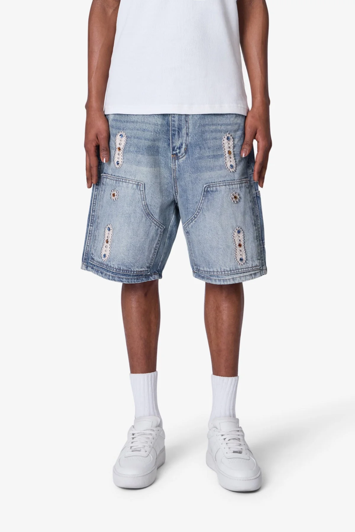 Western Jewel Denim Shorts - Blue