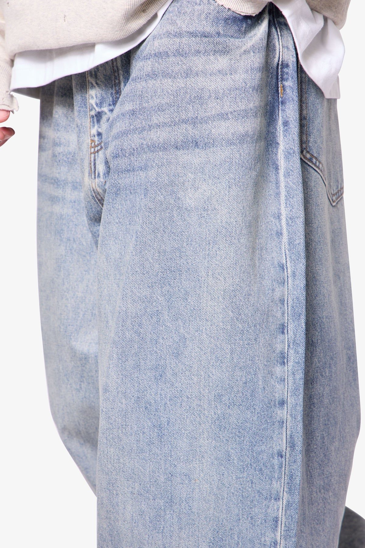 Mega Baggy Waxed Denim - Medium Blue