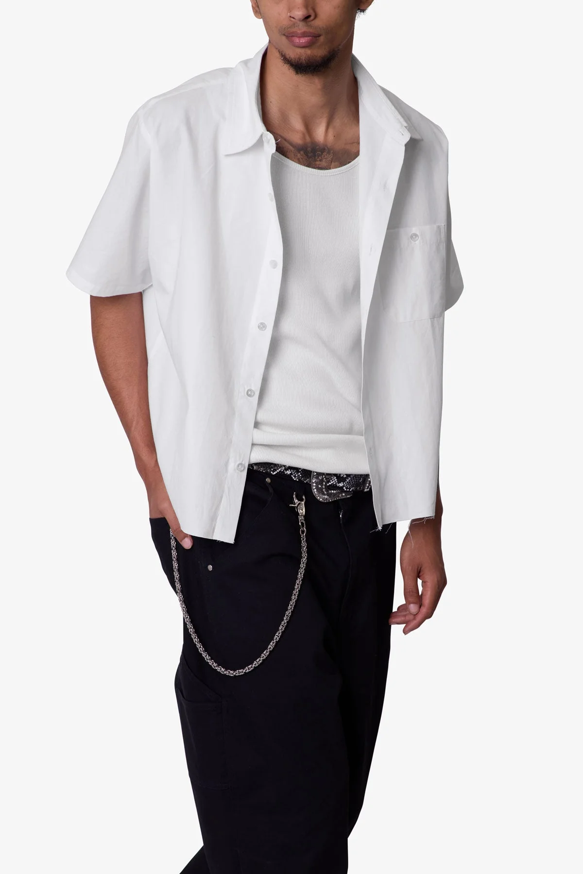 Poplin Cropped S/S Shirt - White