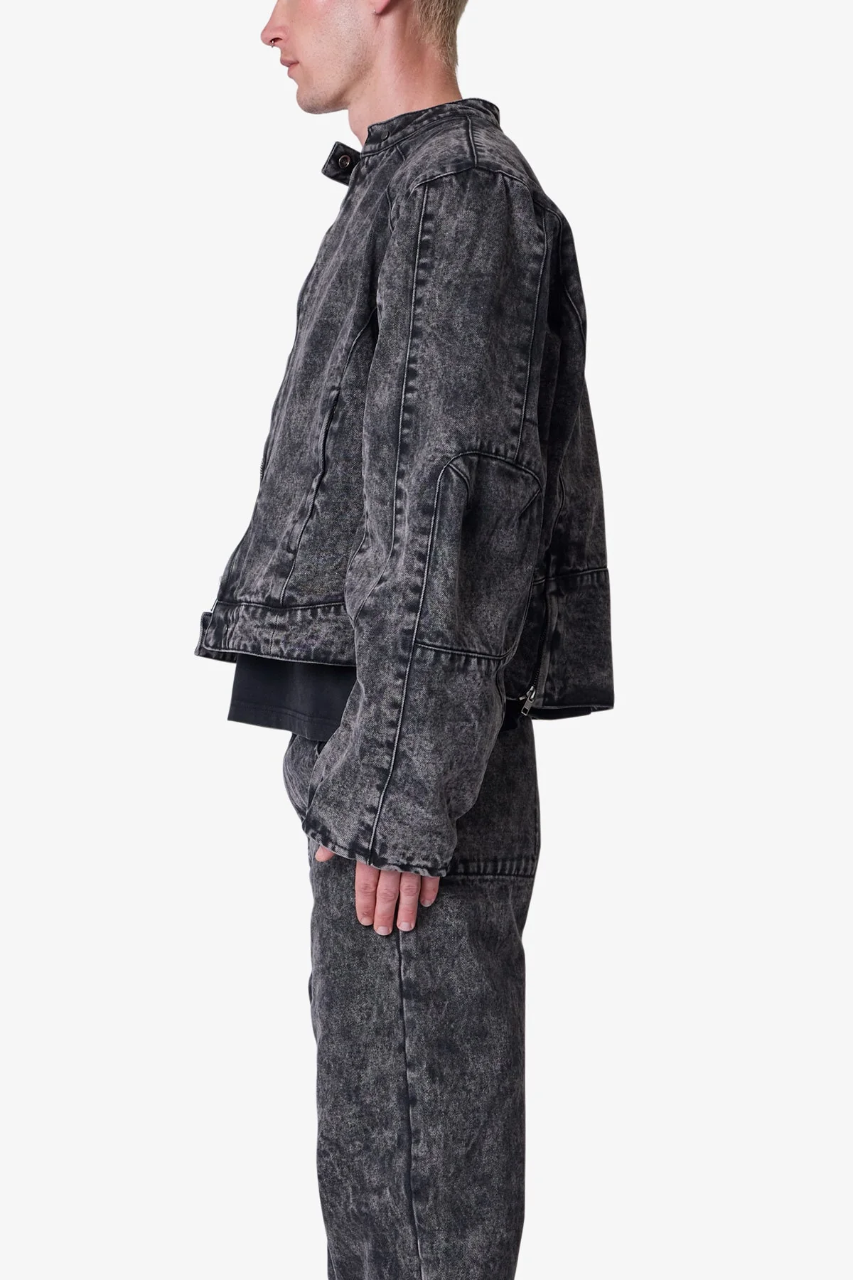 Moto Denim Jacket - Vintage Black