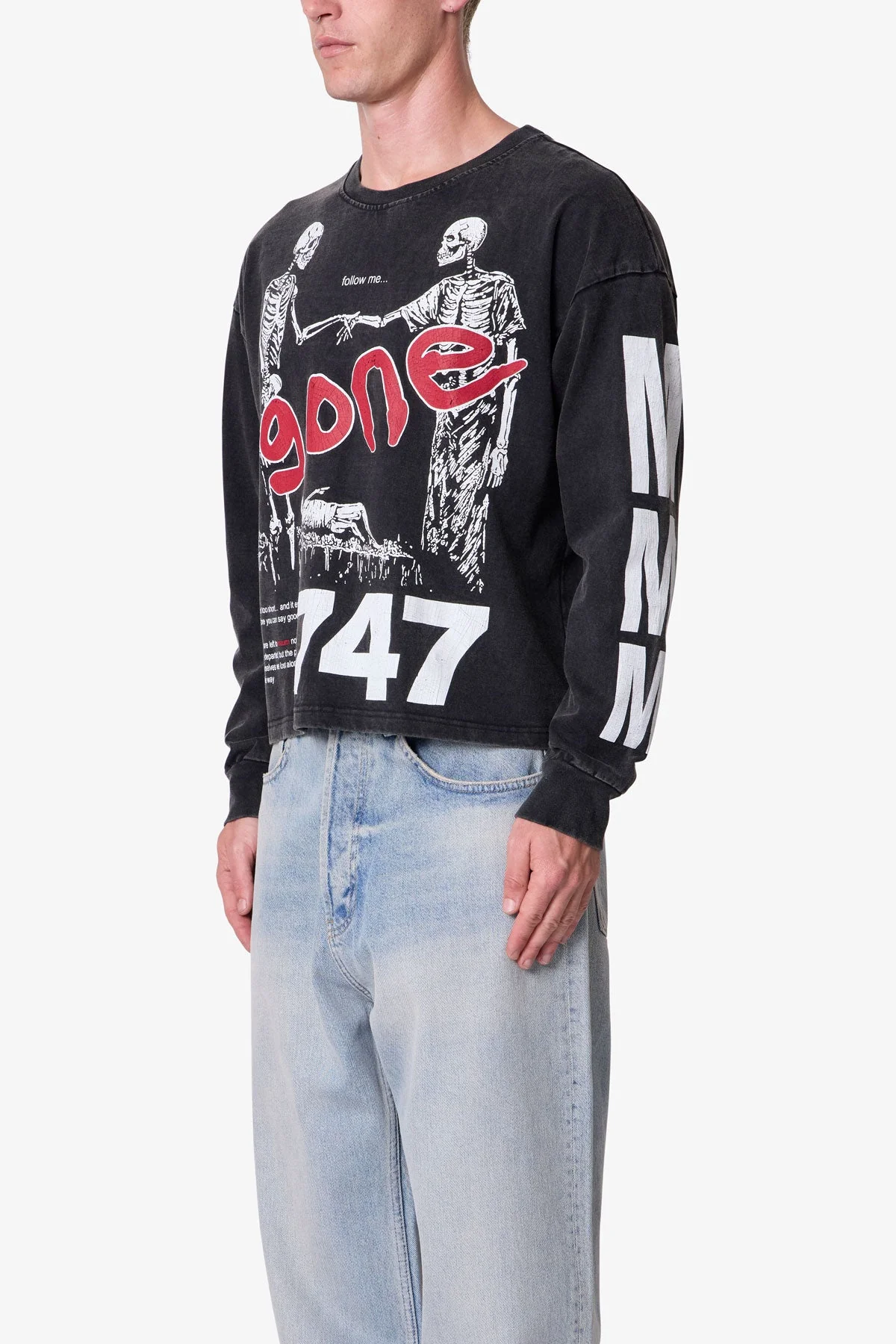 Gone Skeleton Print L/S Tee - Black