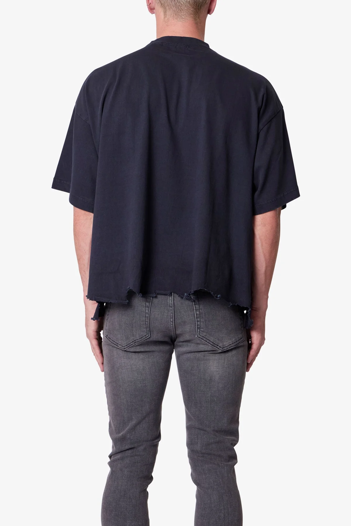 Moth Eaten Cropped Tee - Black