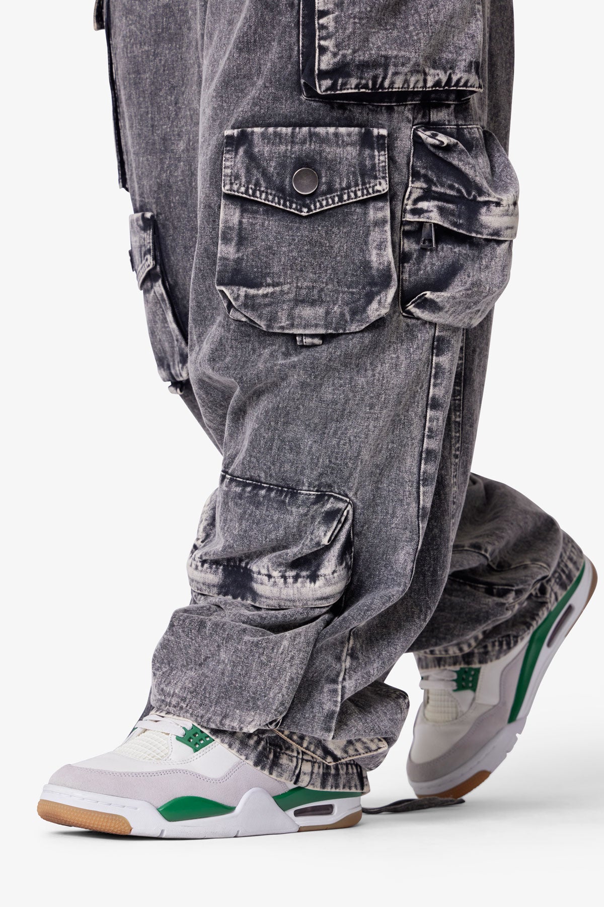 Washed Barrel Cargo Pants - Washed Black