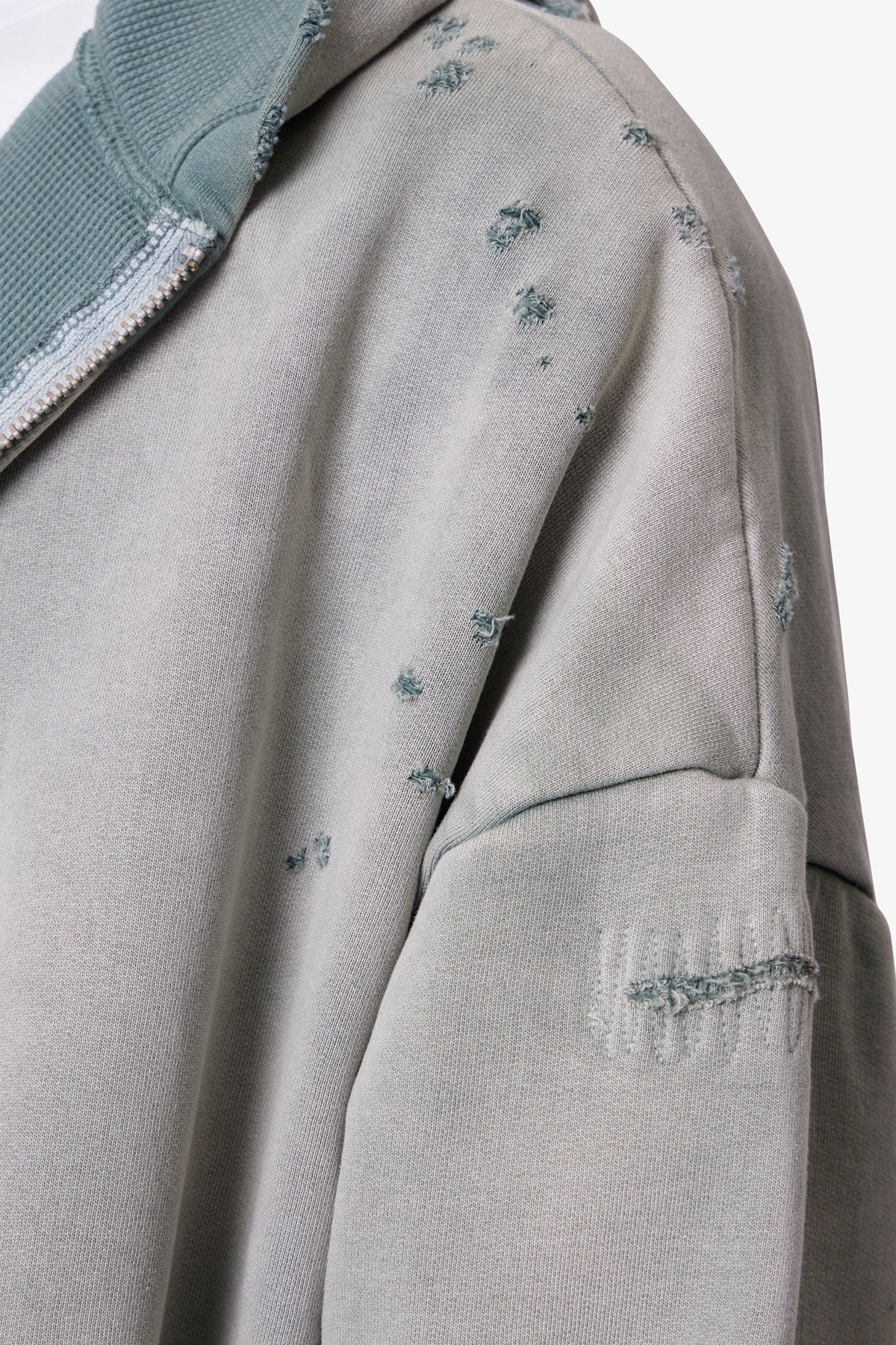 Distressed Thermal Lined Hoodie - Green