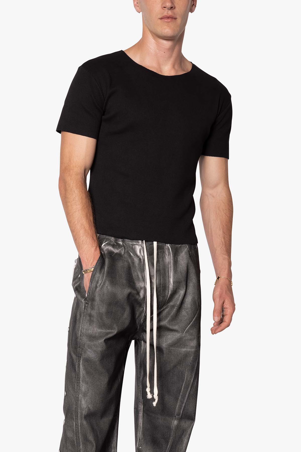 Fitted Ribbed Tee - Black