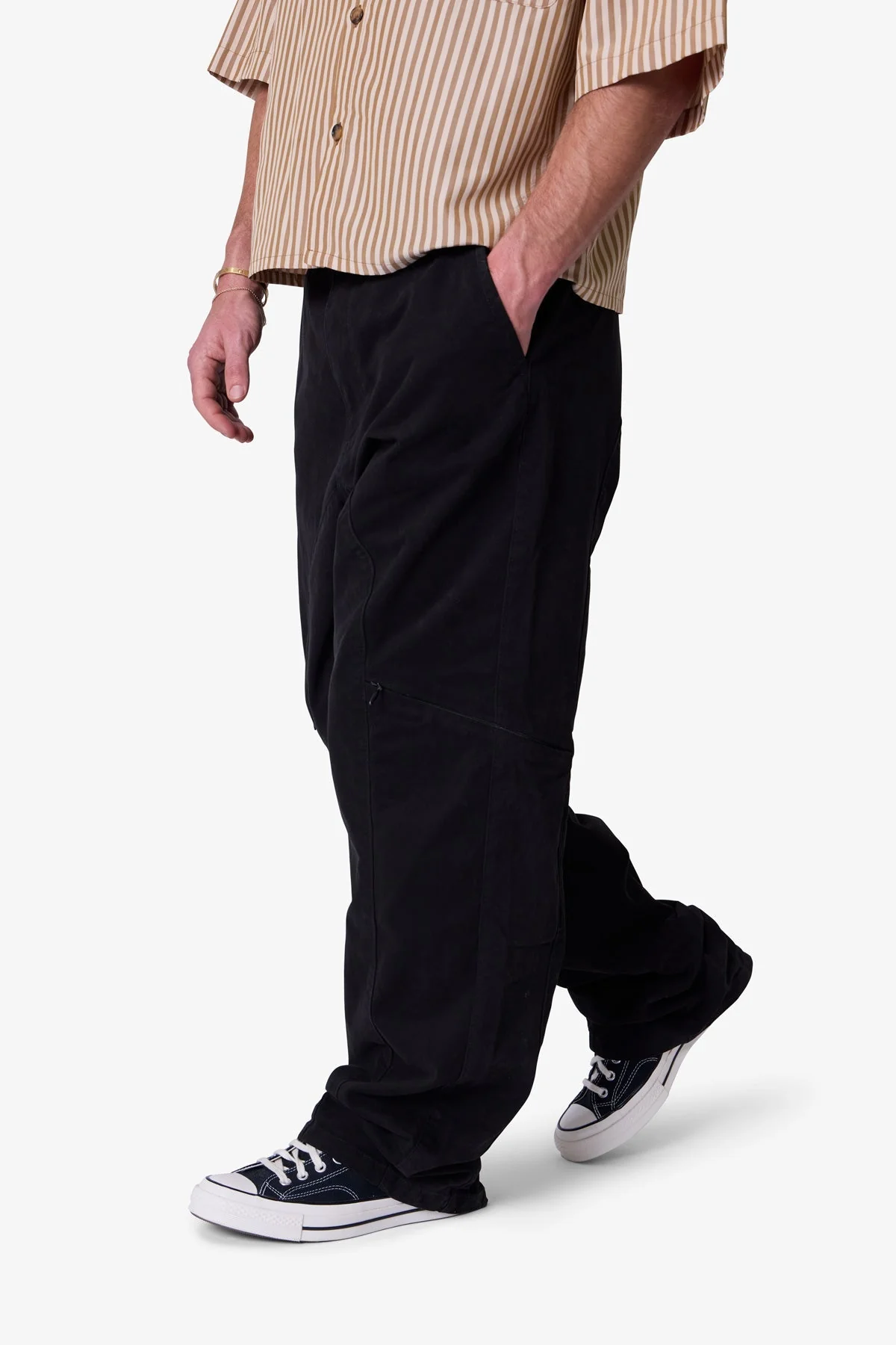 Secret Zipper Cargo Pants - Black
