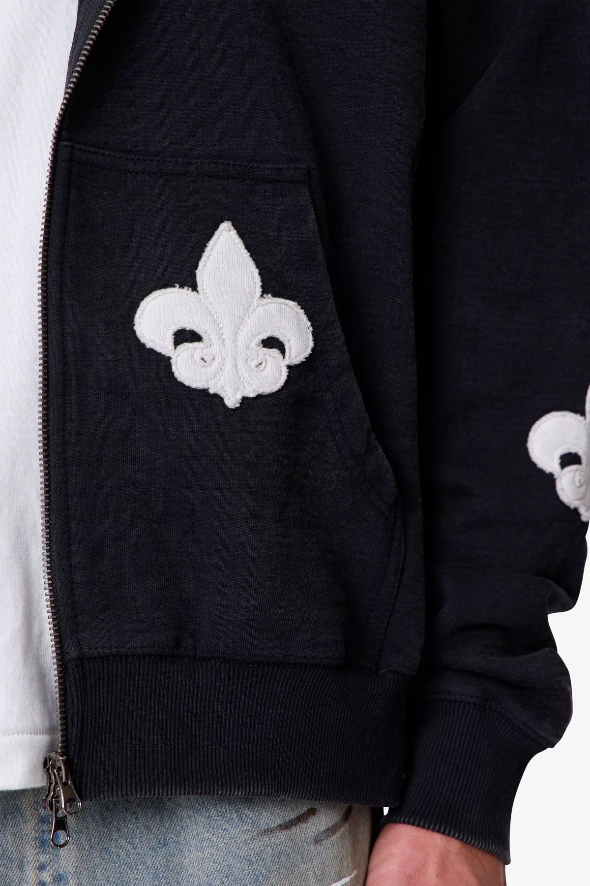 Fleur Zip Up Hoodie - Washed Black