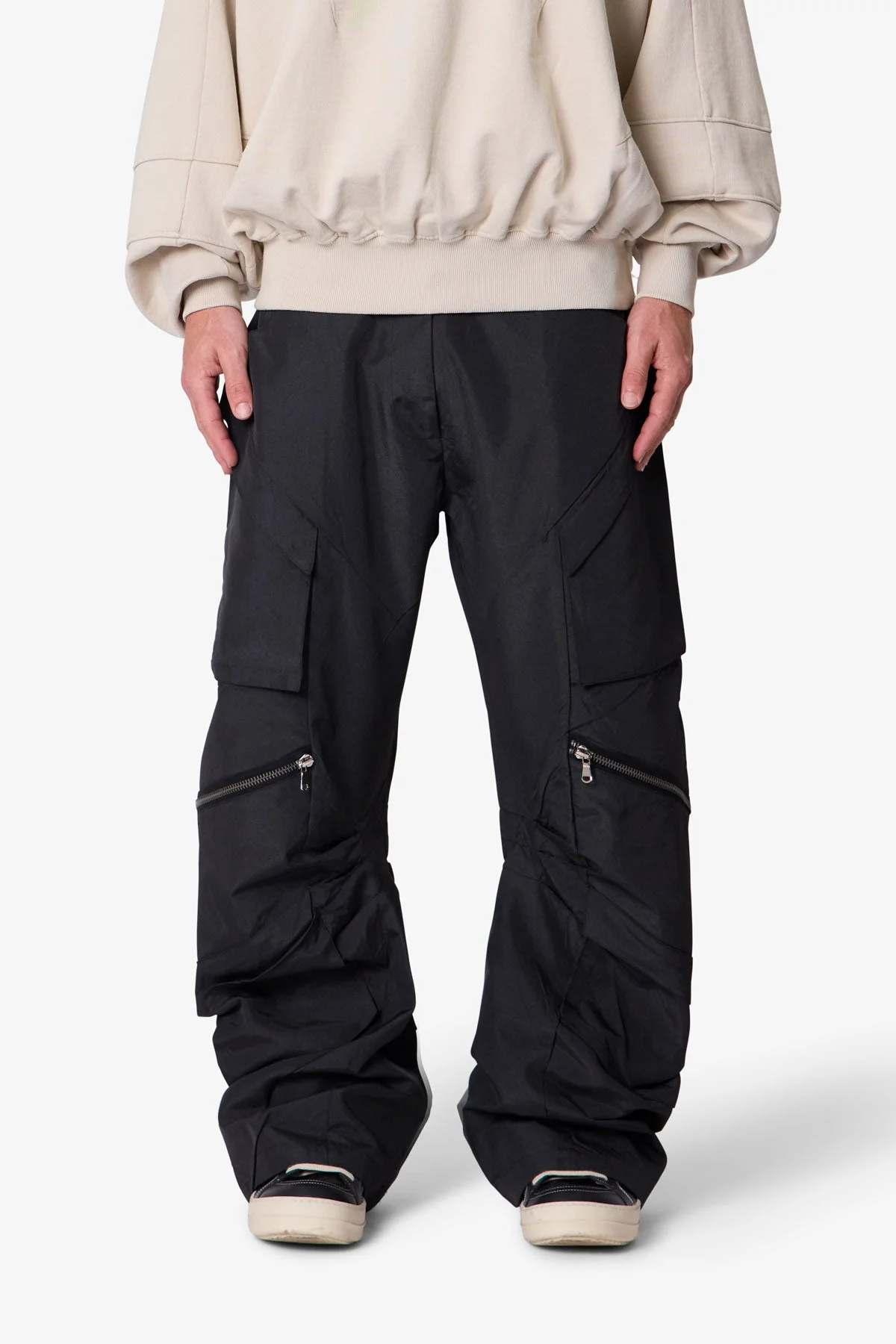 Cross Zip Cargo Pants - Black
