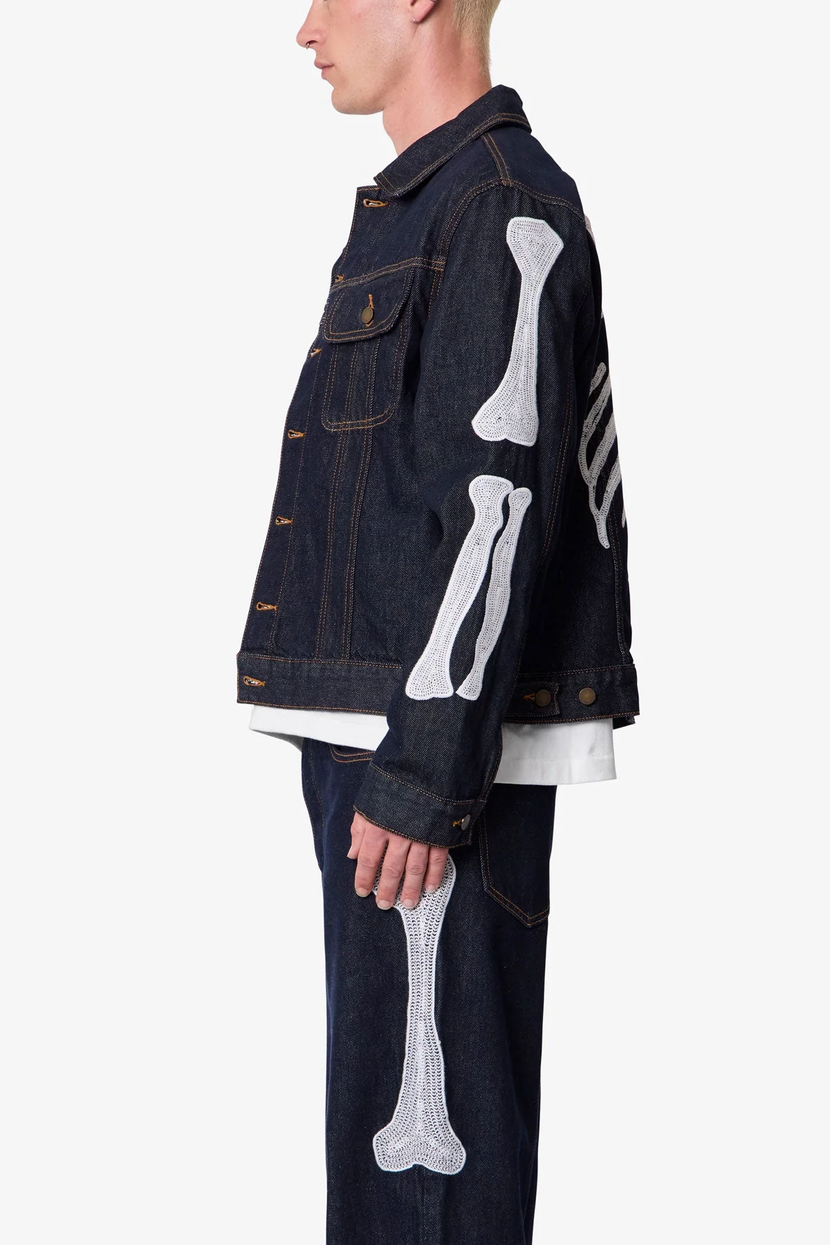 Raw Skeleton Trucker Jacket - Rinsed Indigo
