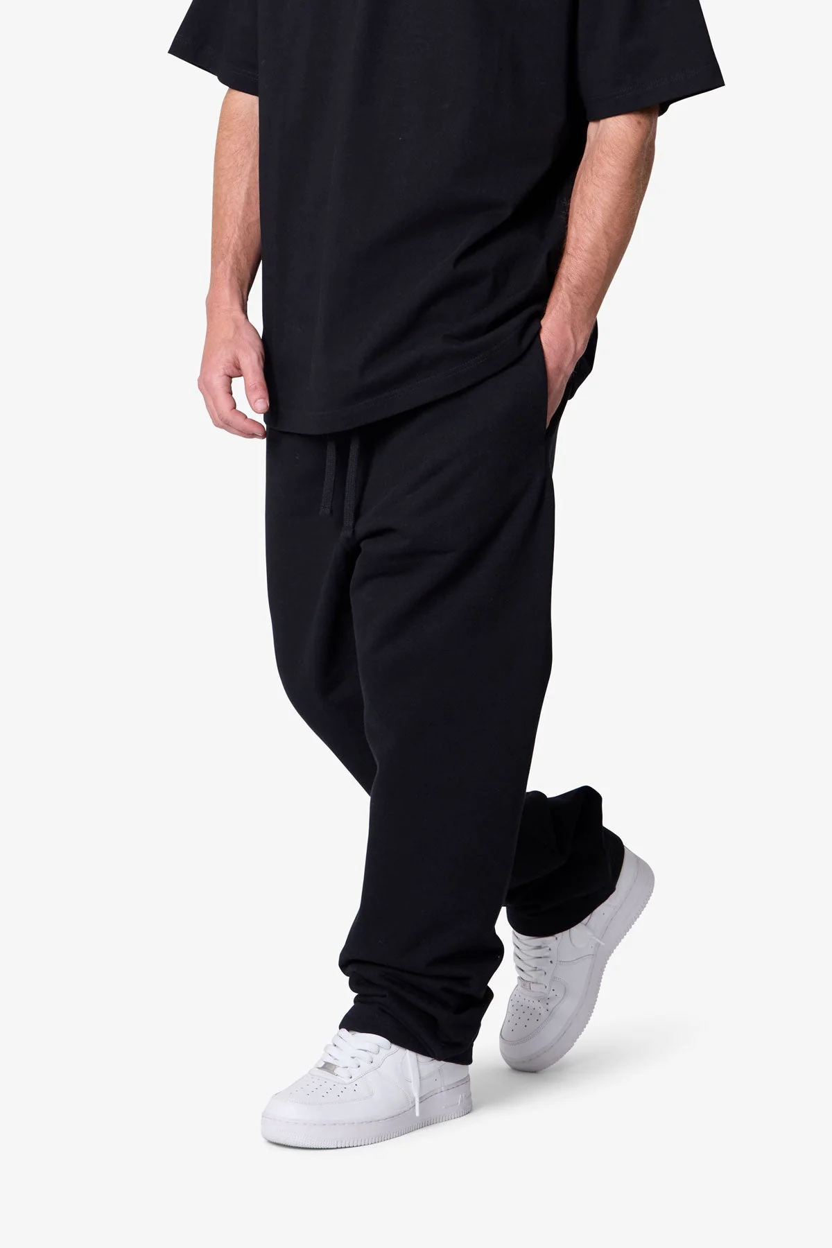 Heavy Basic Relaxed Sweatpants - Black