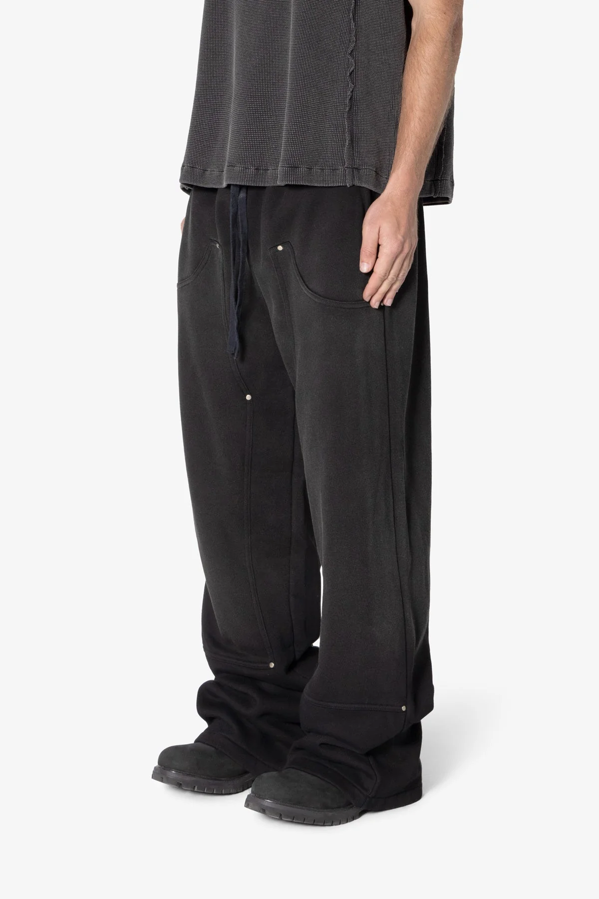West Double Knee Sweatpants - Washed Black