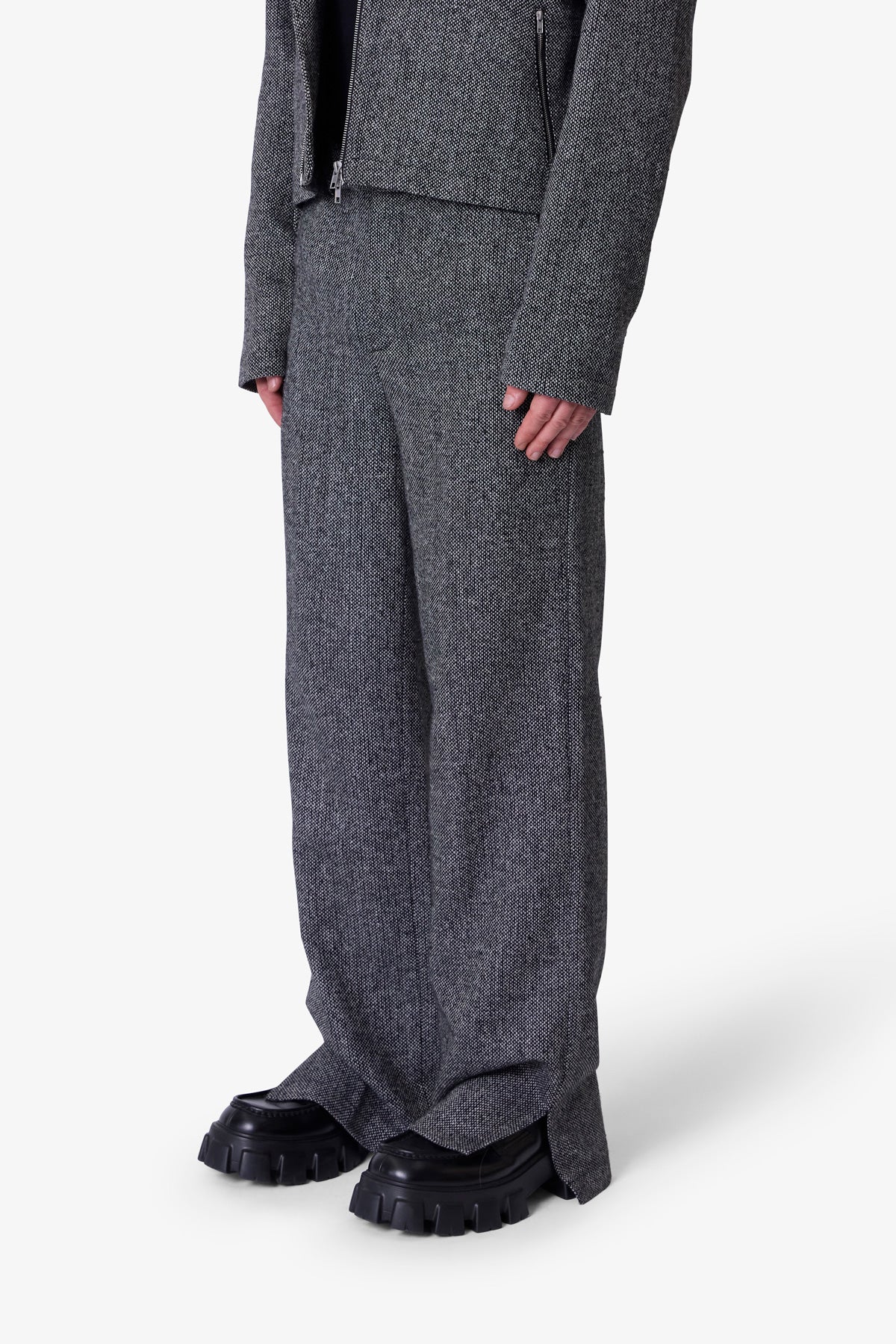 Tweed Trouser Pants - Black/Grey