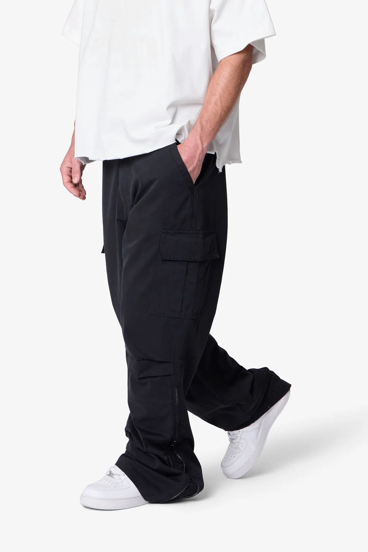 Ripstop Side Zip Cargo Pants - Black