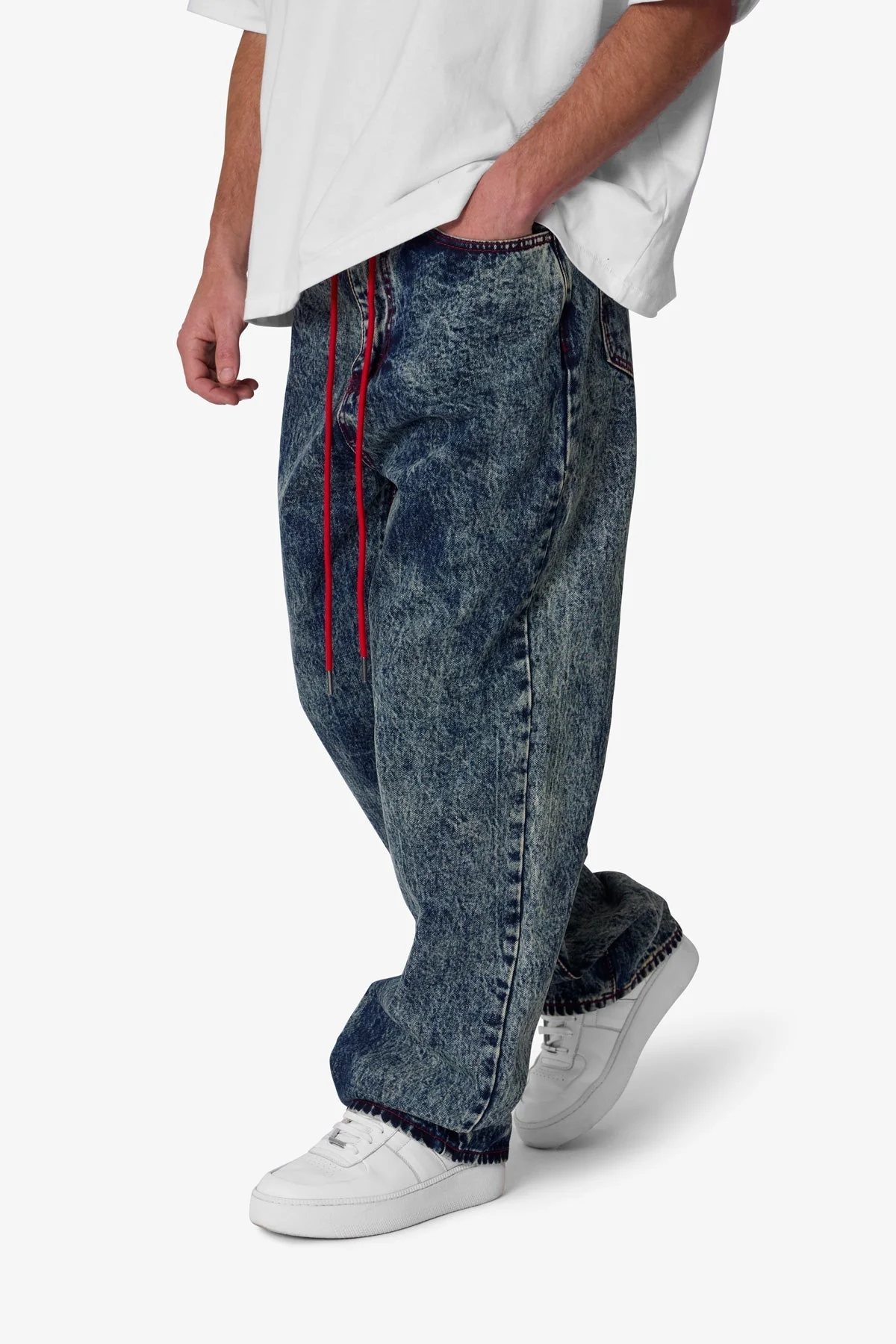 Ultra Baggy Lace Band Denim - Blue