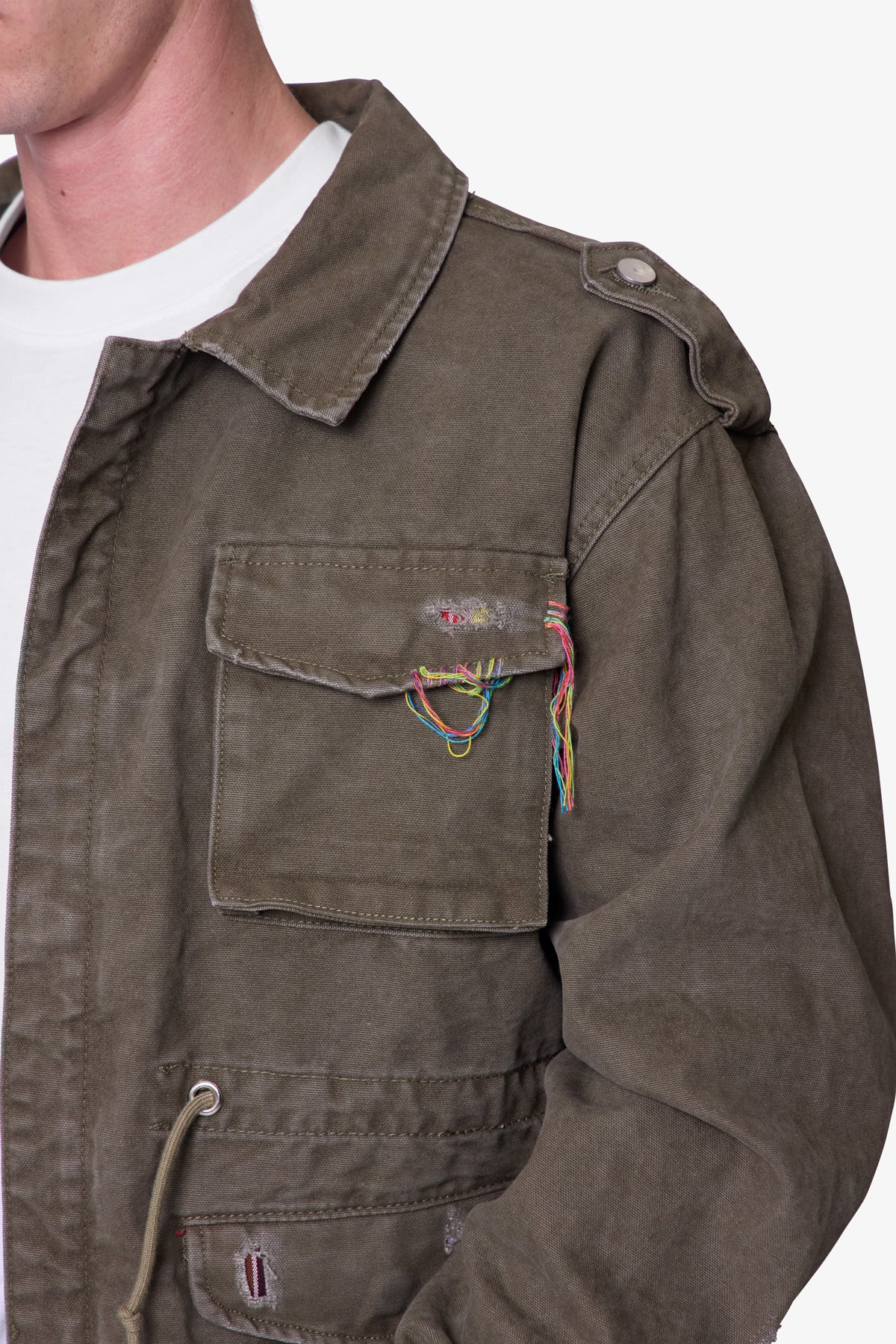 Dissolved Tribal Cargo Jacket - Washed Olive