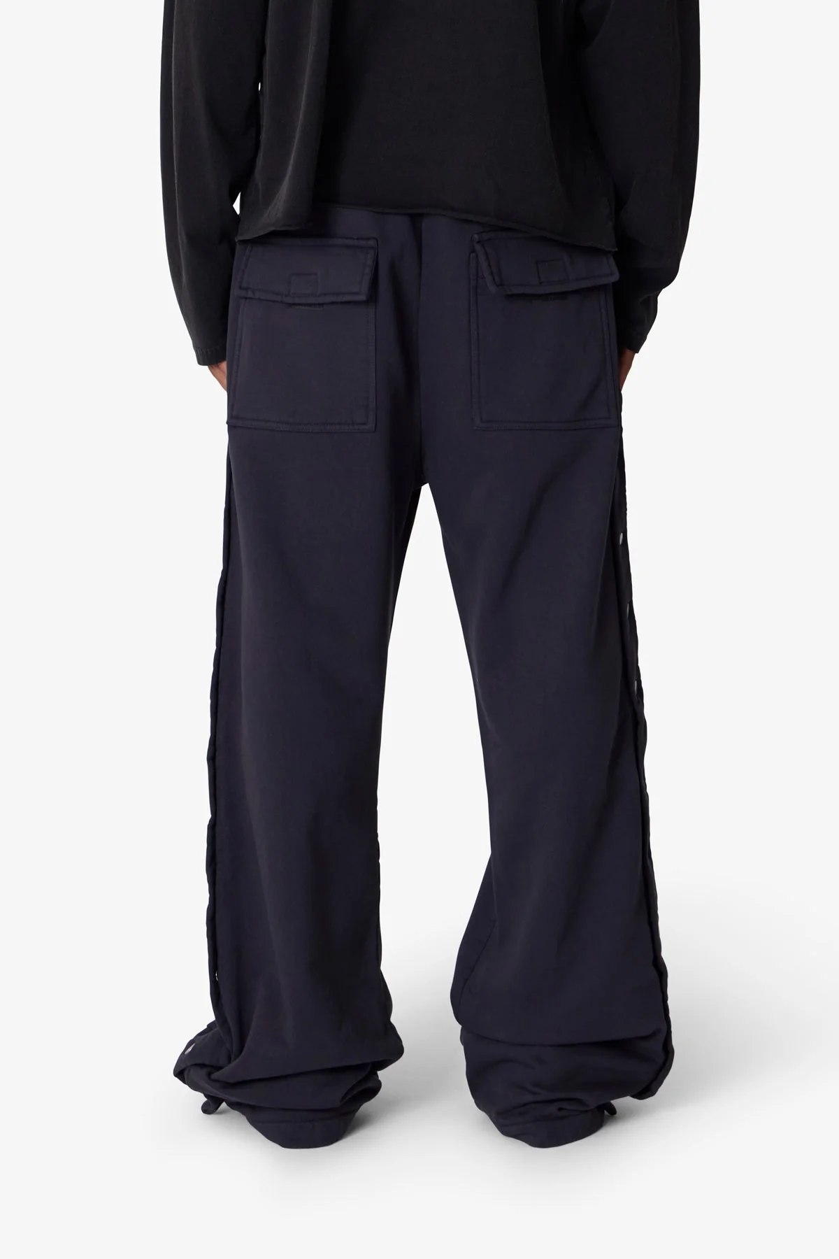 Side Snap Fleece Pants - Washed Black