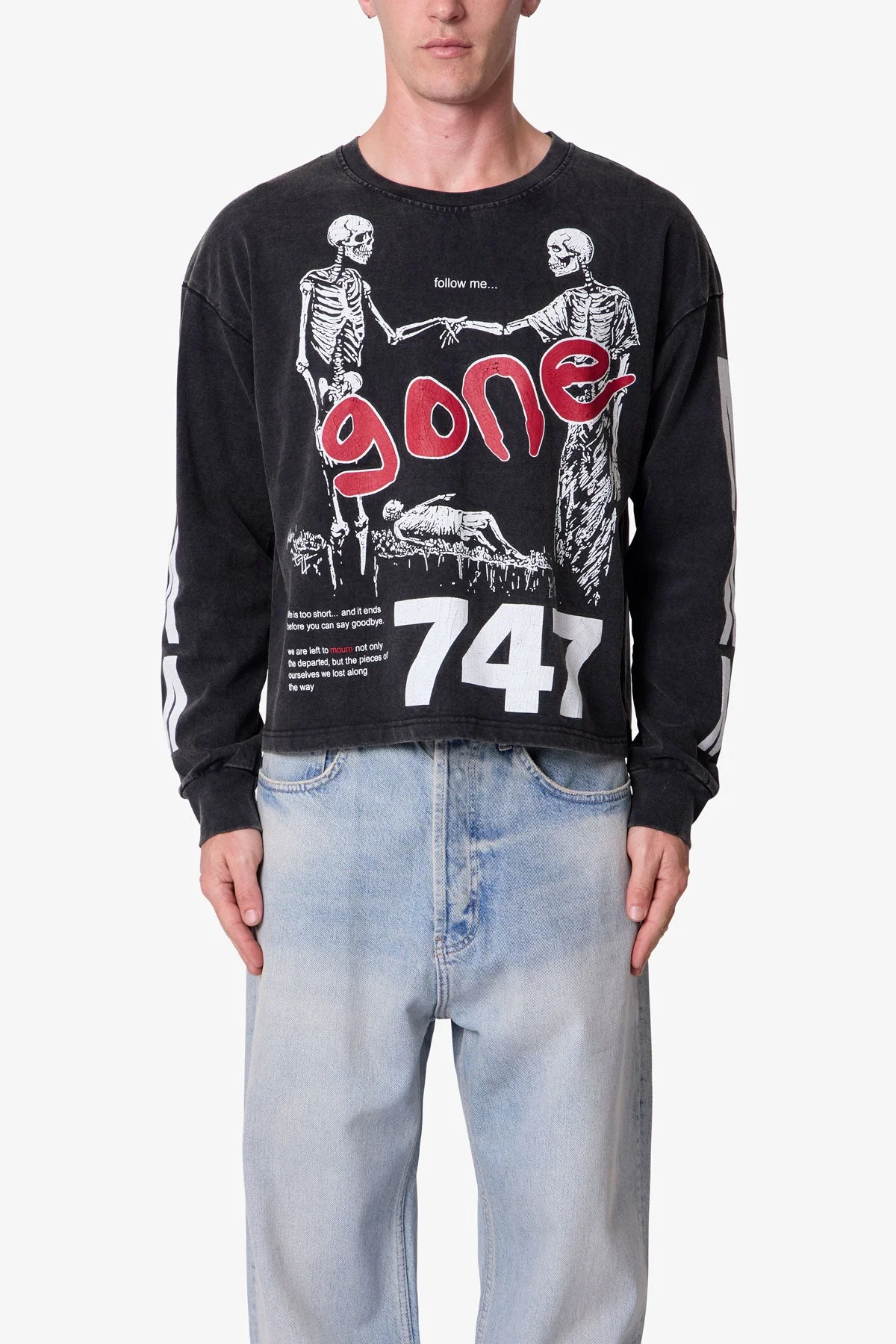 Gone Skeleton Print L/S Tee - Black
