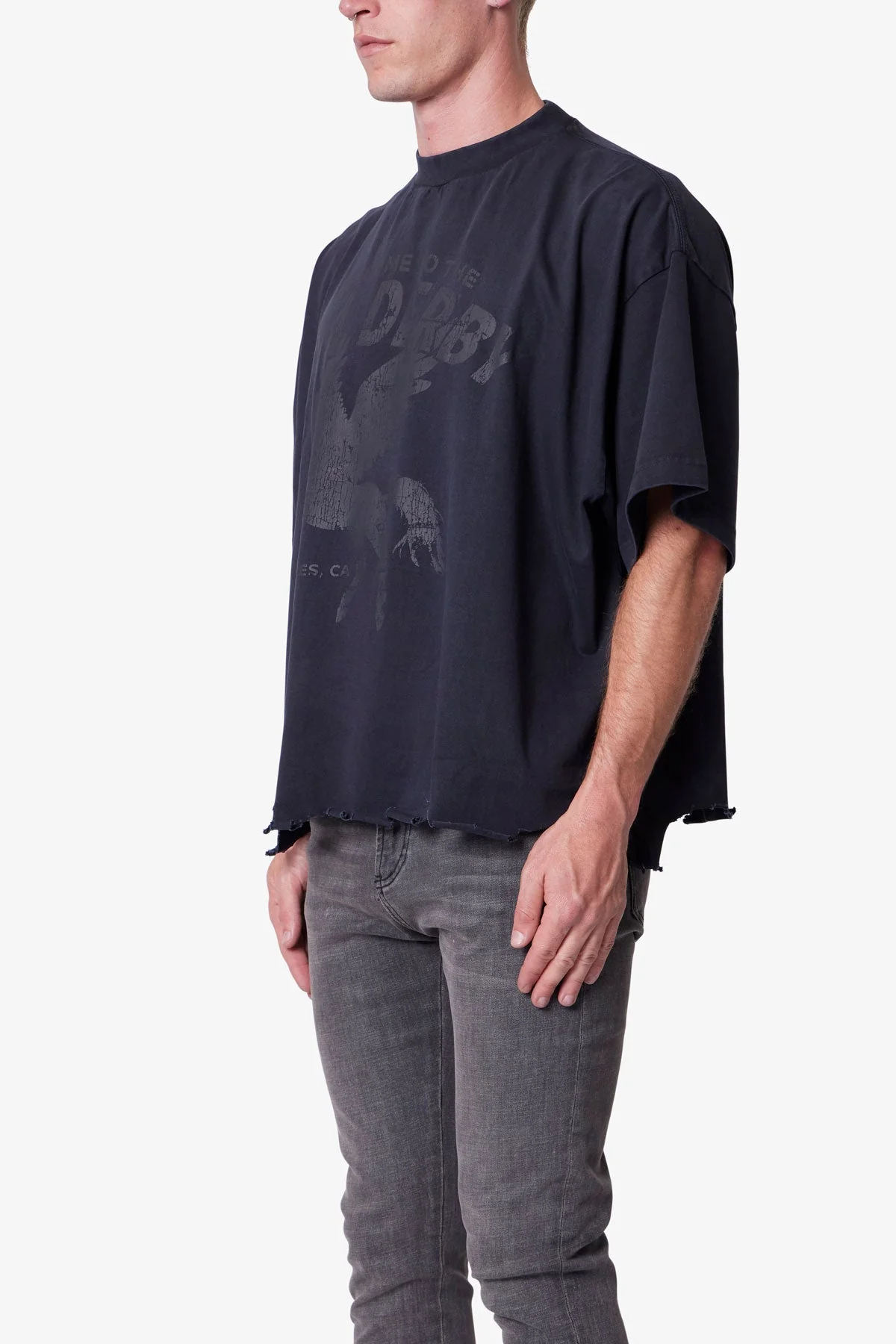Moth Eaten Cropped Tee - Black