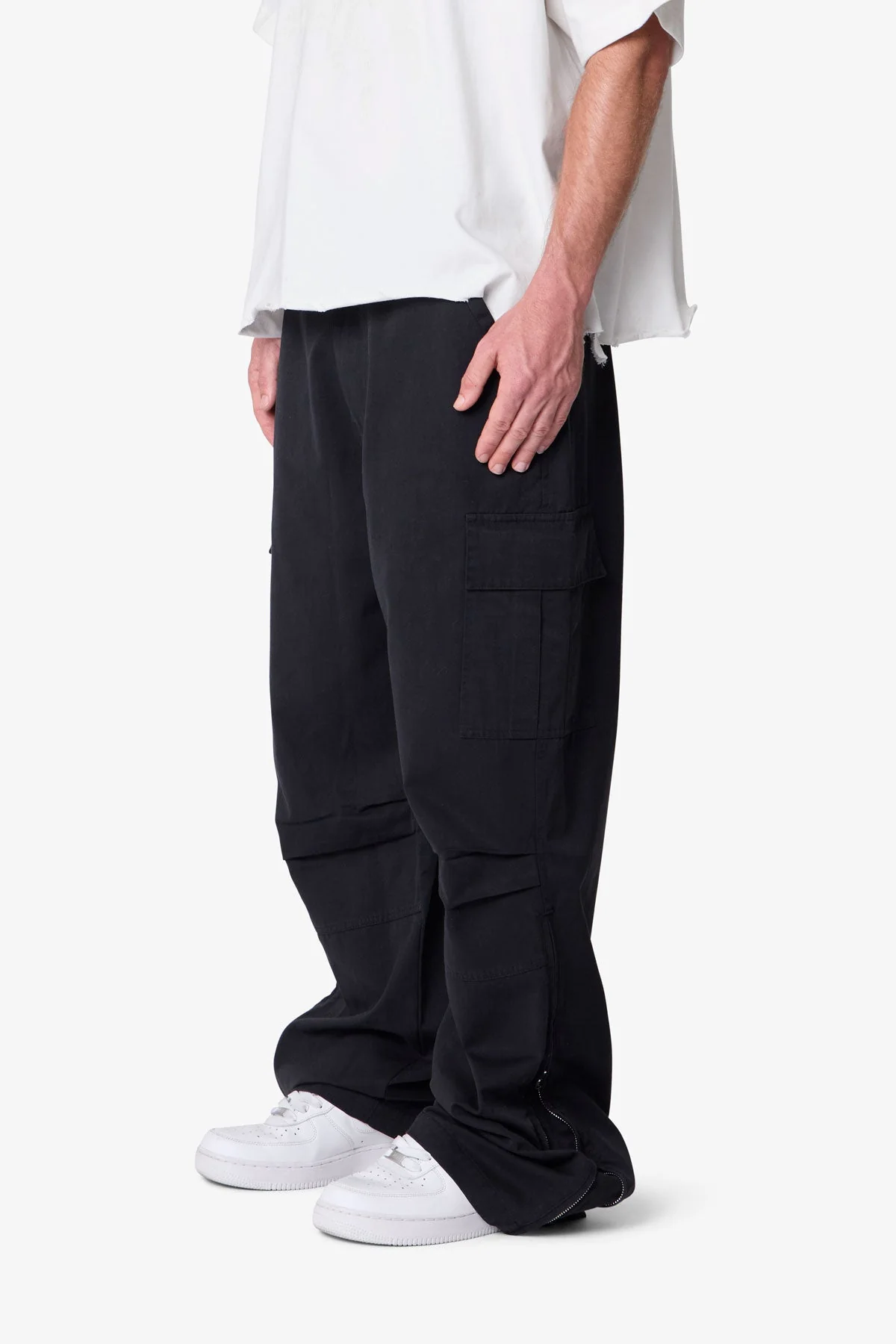 Ripstop Side Zip Cargo Pants - Black