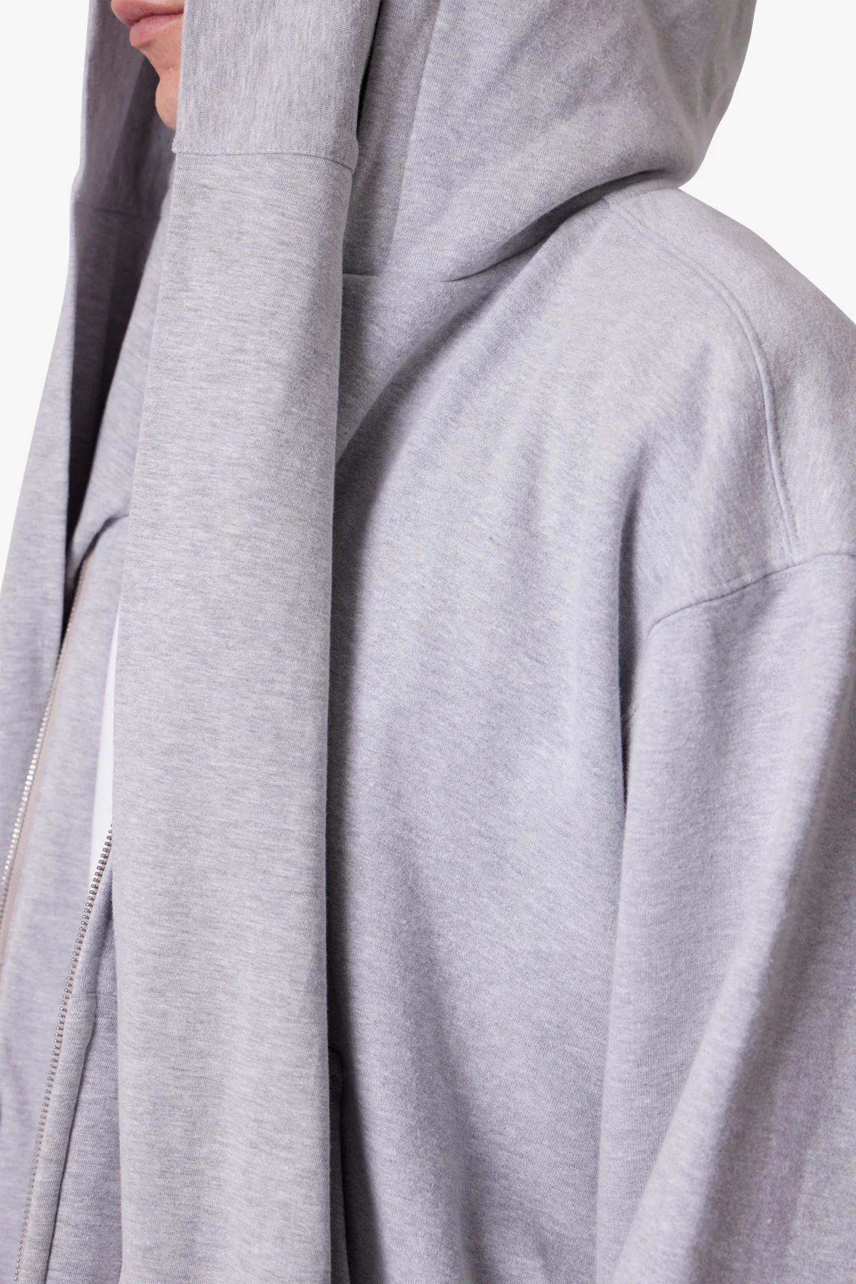 Double Layer Sleeve Scarf Hoodie - Grey