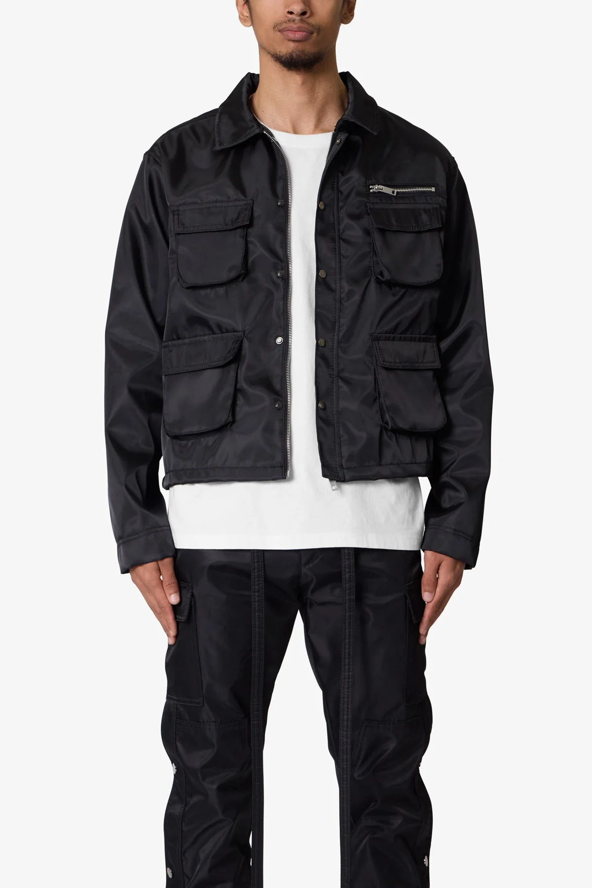Snap Cargo Work Jacket - Black