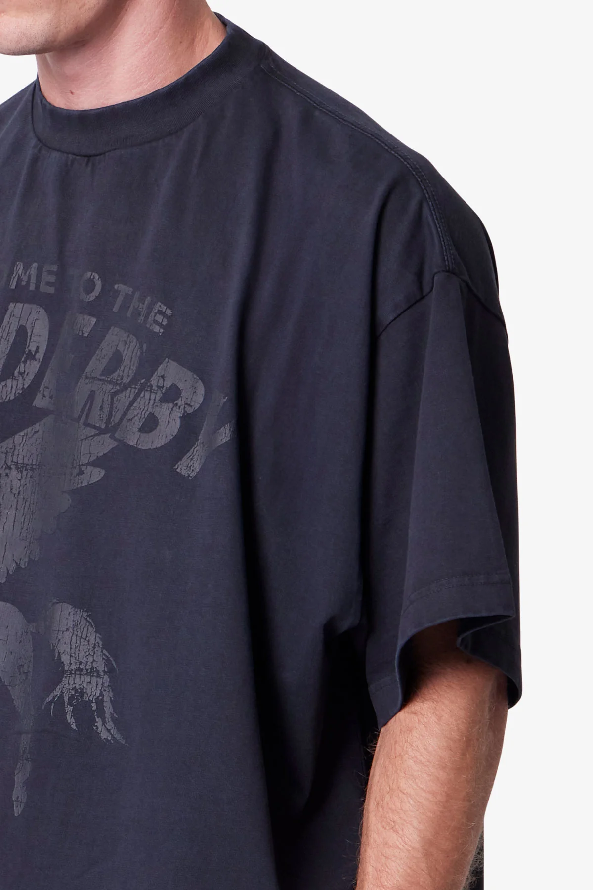 Moth Eaten Cropped Tee - Black