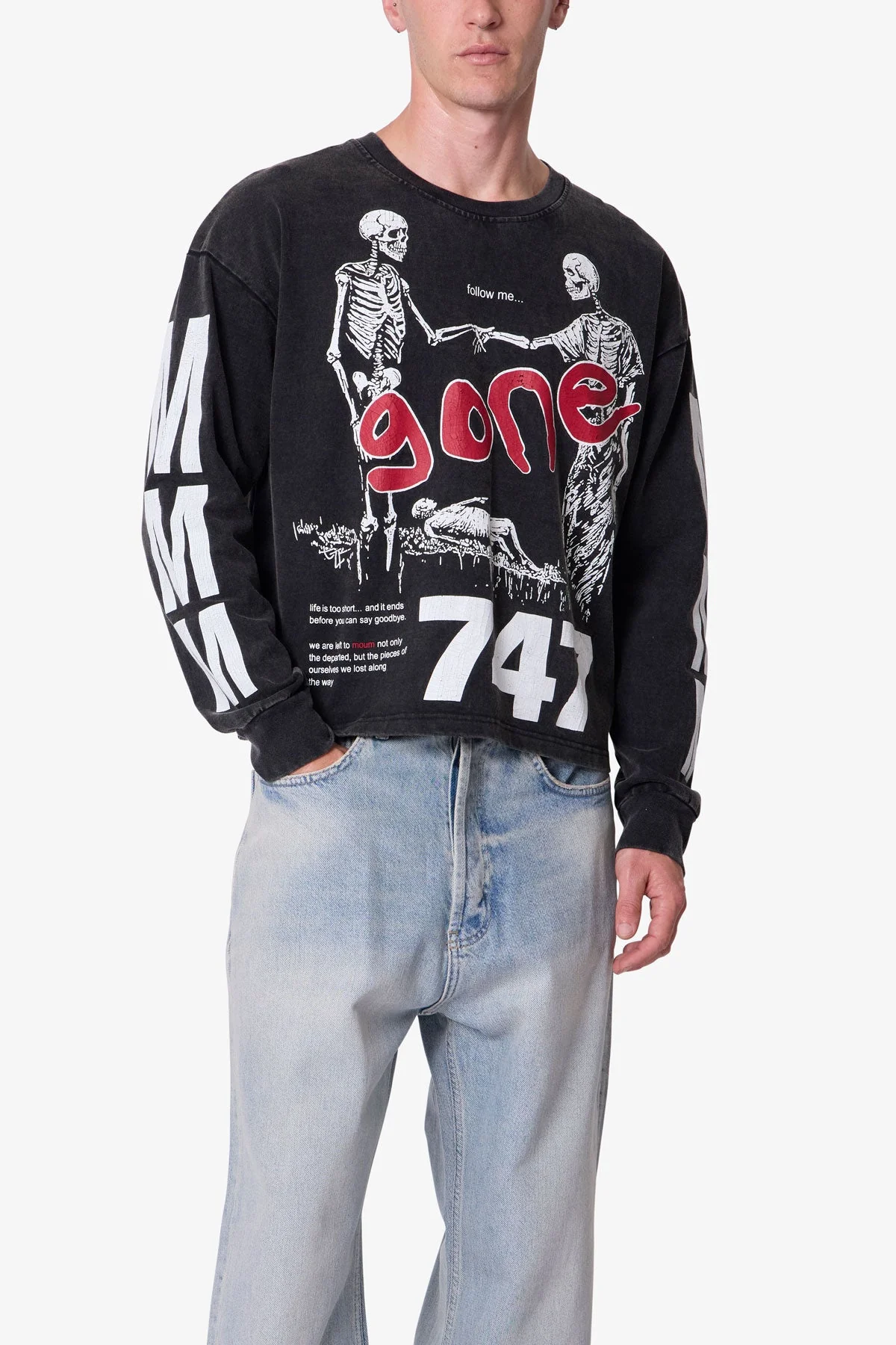 Gone Skeleton Print L/S Tee - Black