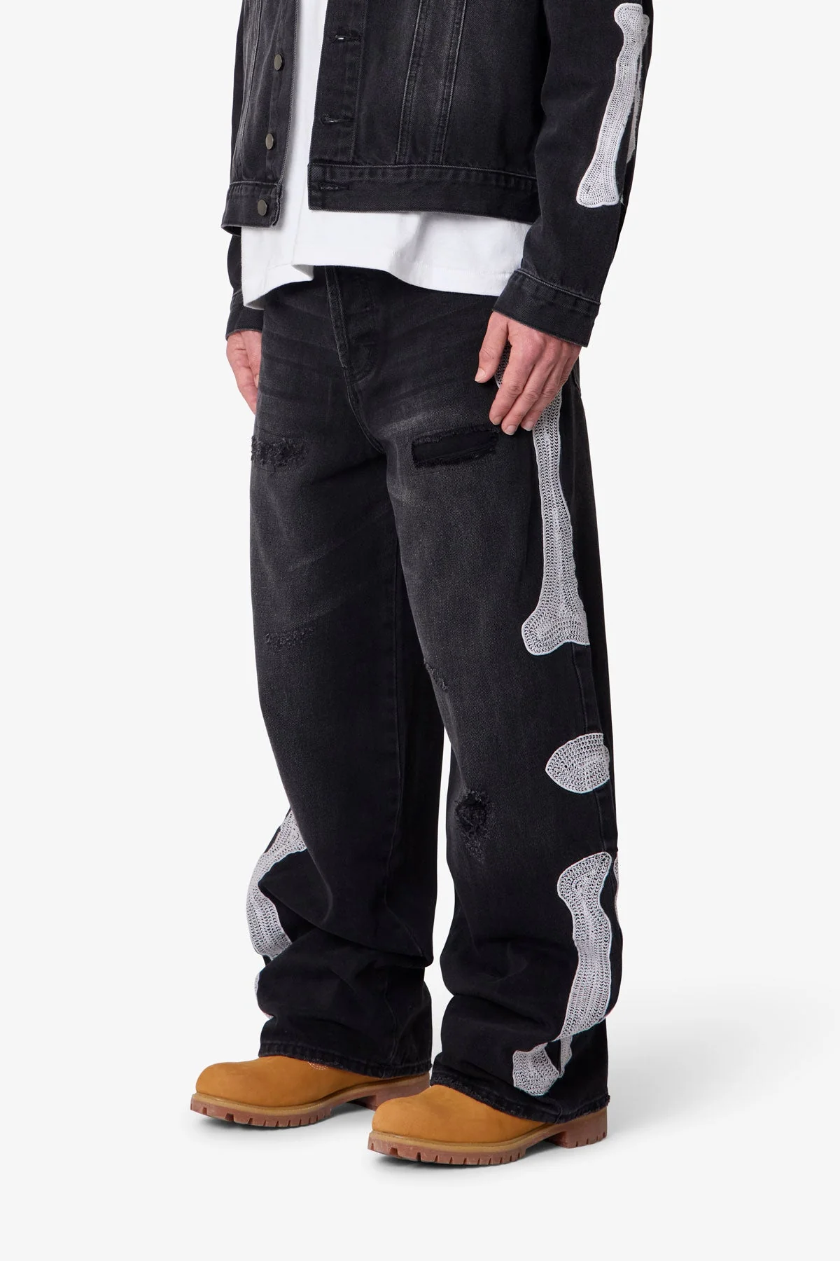 Skeleton Ultra Baggy Denim - Washed Black