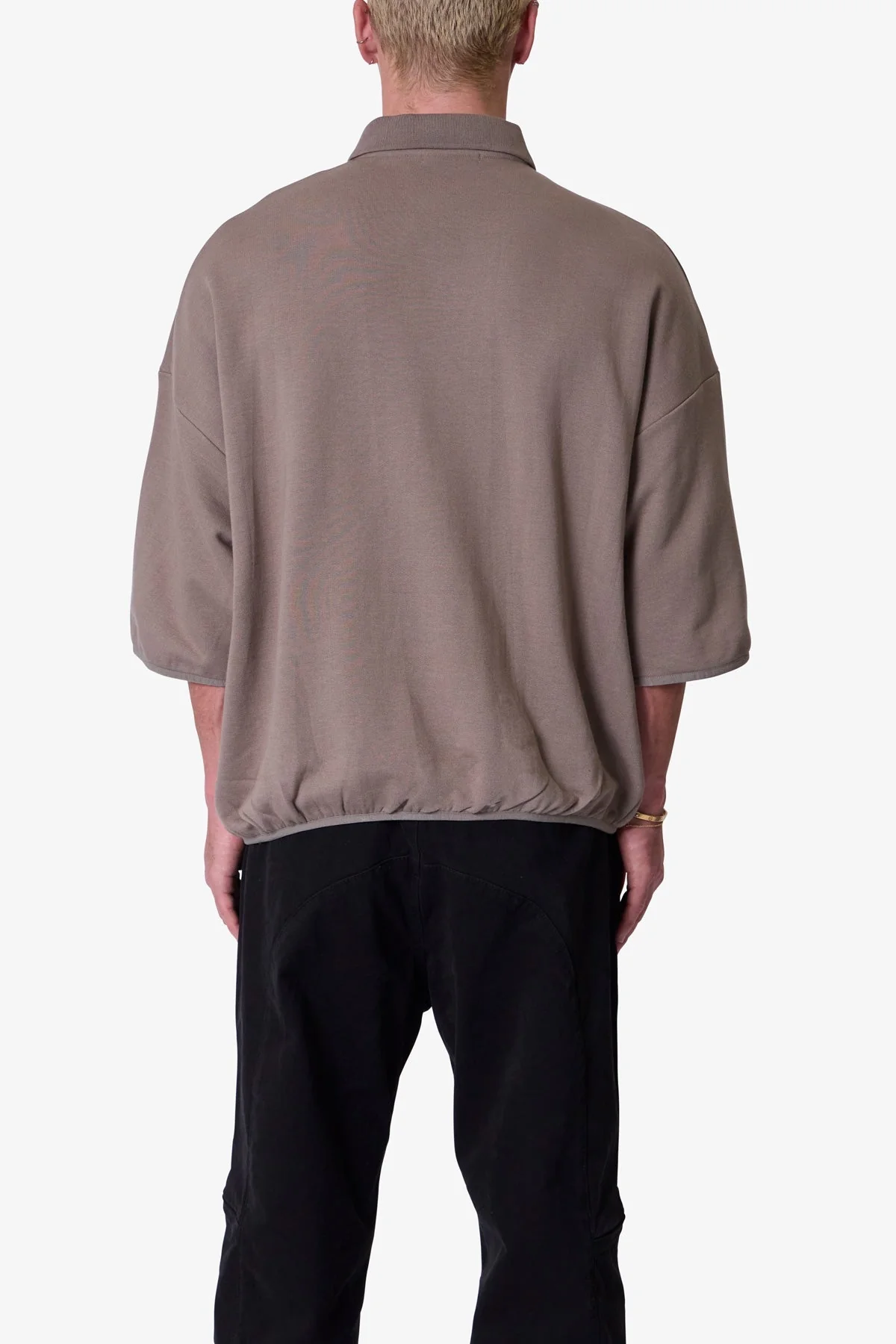 Oversized Knit Polo S/S Shirt - Bone