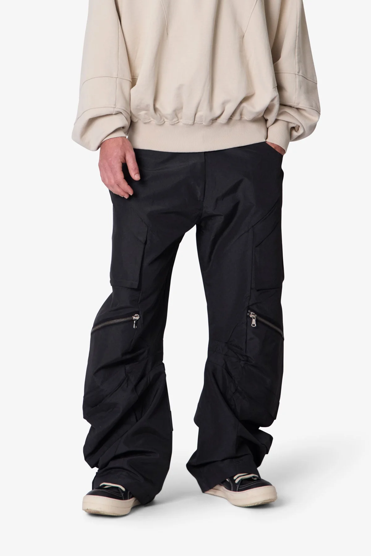 Cross Zip Cargo Pants - Black