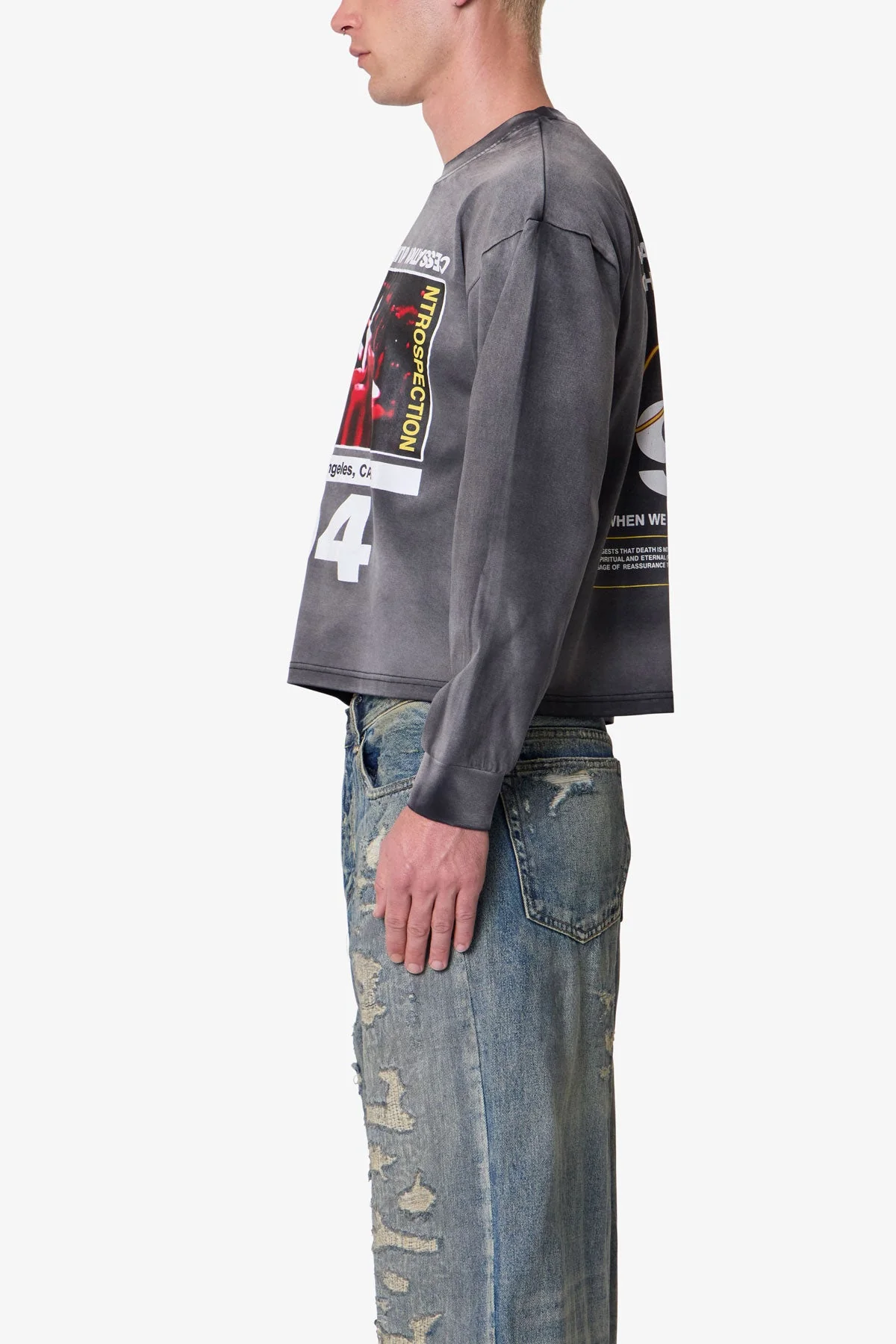 Cessation of Life Printed L/S Tee - Washed Black