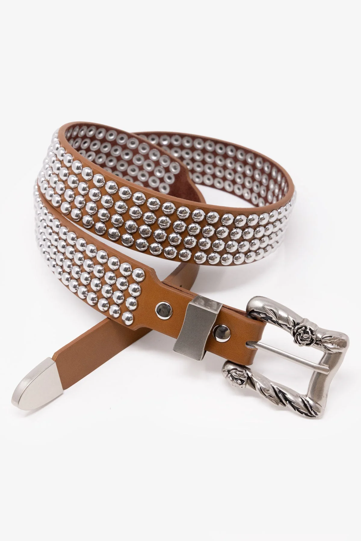 Vintage Studded Belt - Brown