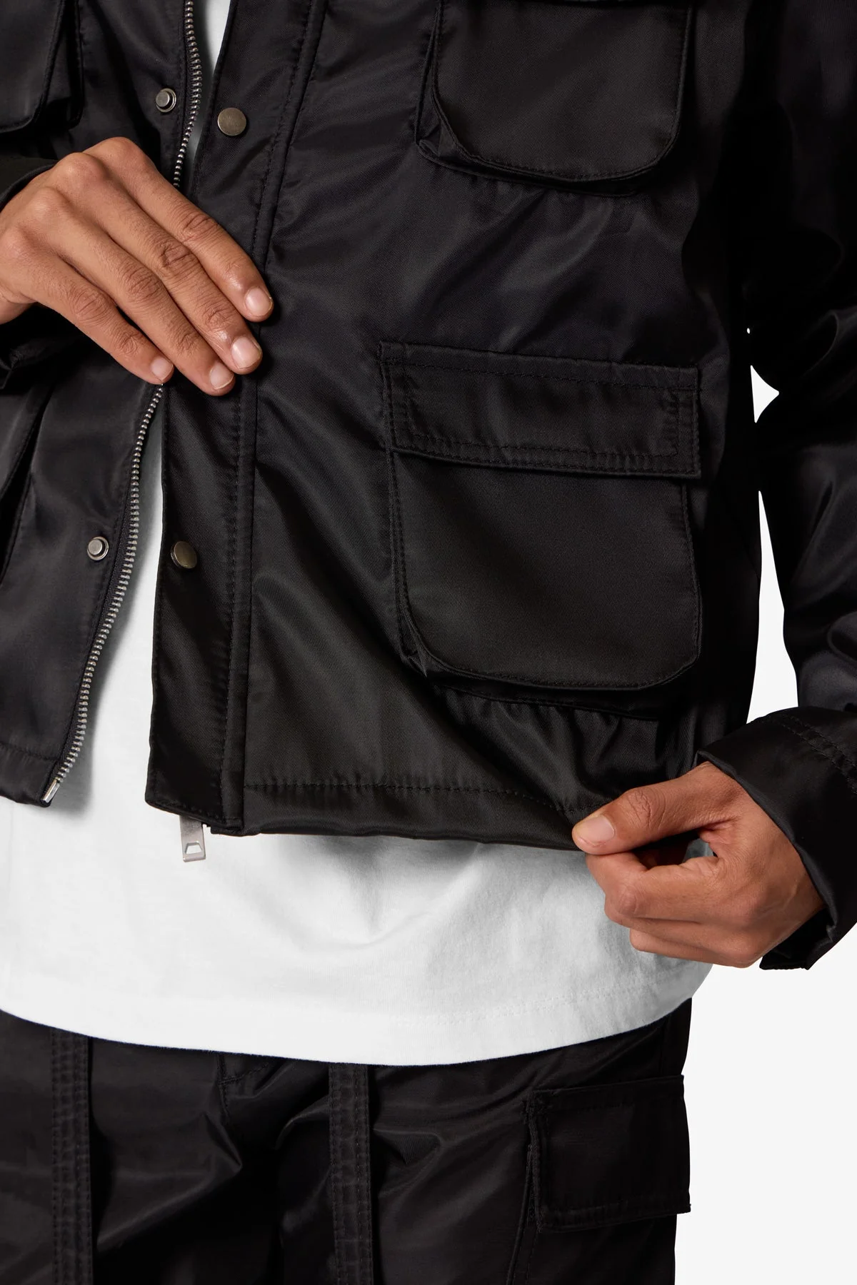 Snap Cargo Work Jacket - Black