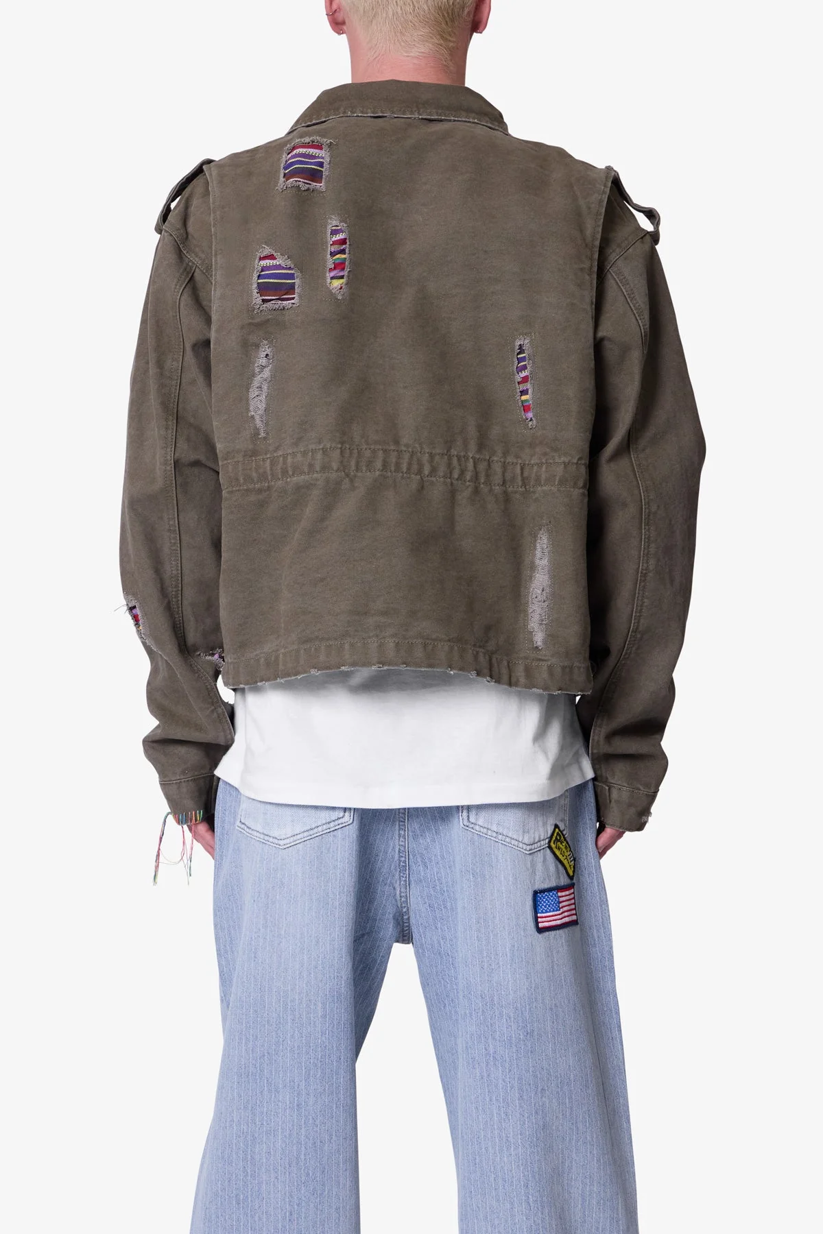 Dissolved Tribal Cargo Jacket - Washed Olive
