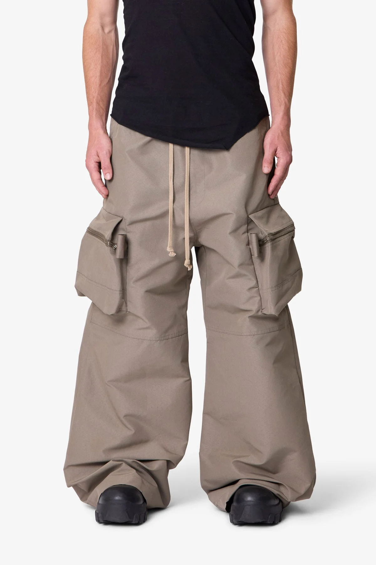 Zip Cargo Pocket Rave Pants - Tan
