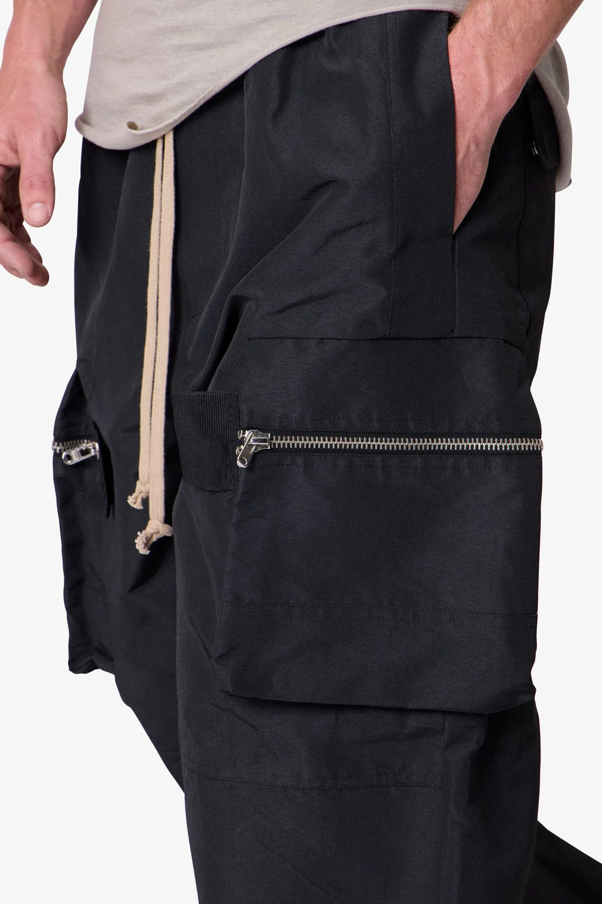 Zip Cargo Pocket Rave Pants - Black