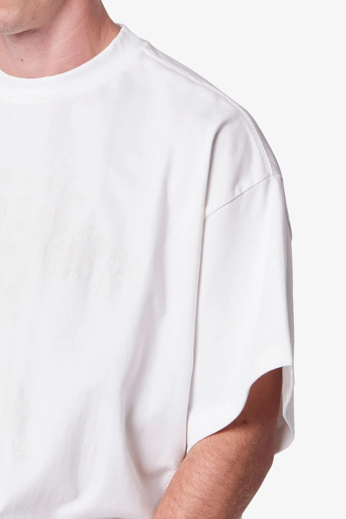 Moth Eaten Cropped Tee - White