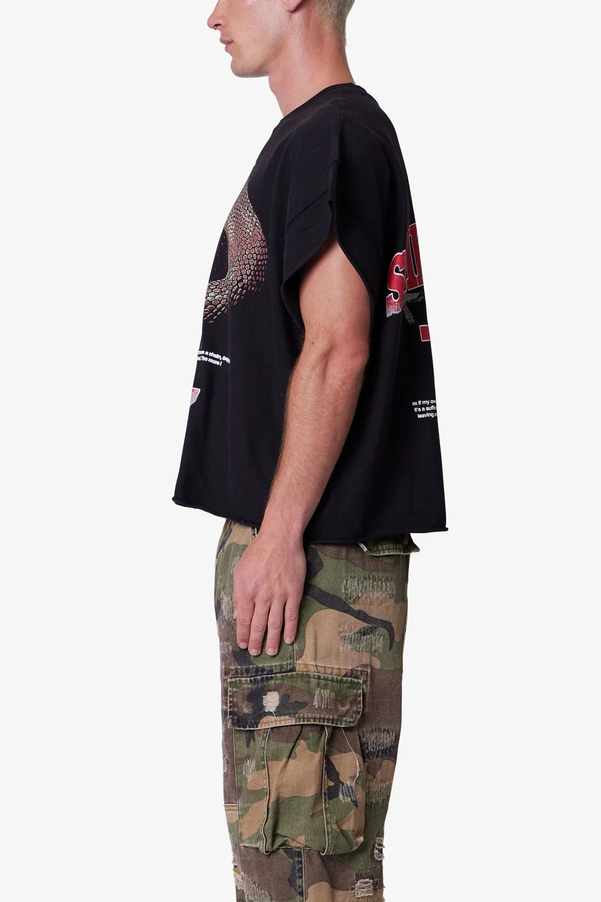 Snake Cutoff Tee - Vintage Black