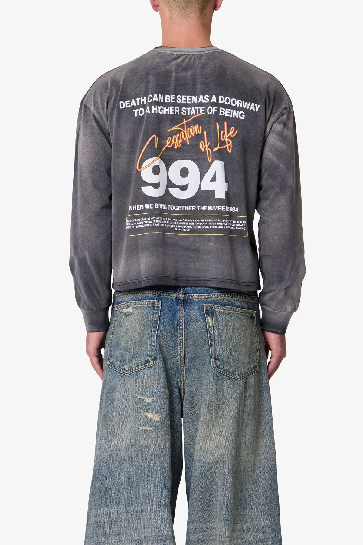 Cessation of Life Printed L/S Tee - Washed Black